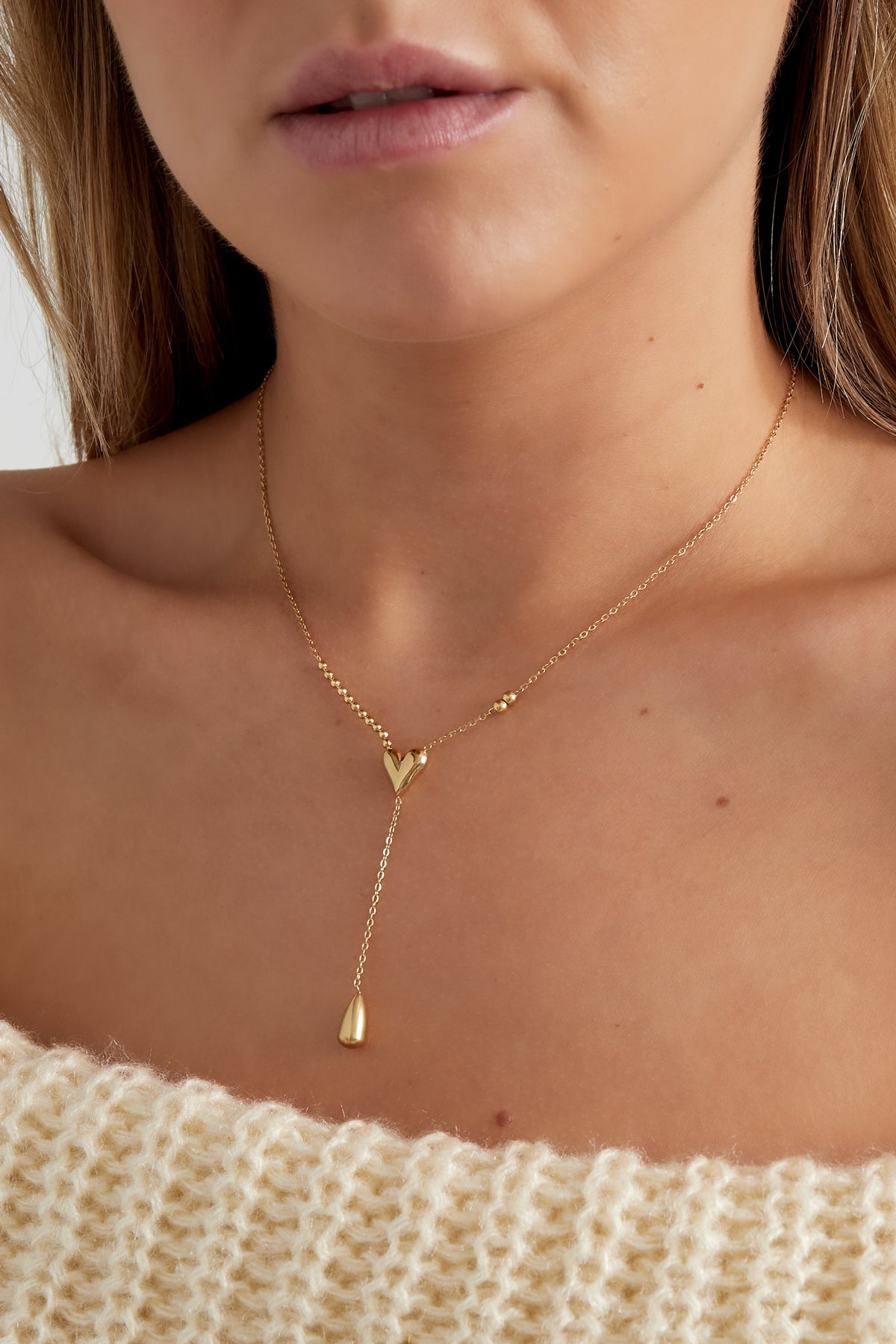 Herz-Tropfen-Halskette in gold