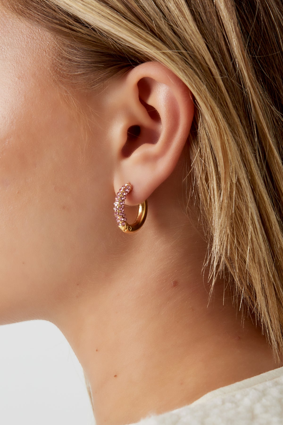 Süße Creolen mit rosefarbenen Steinchen - Elli by Lena & Lisa