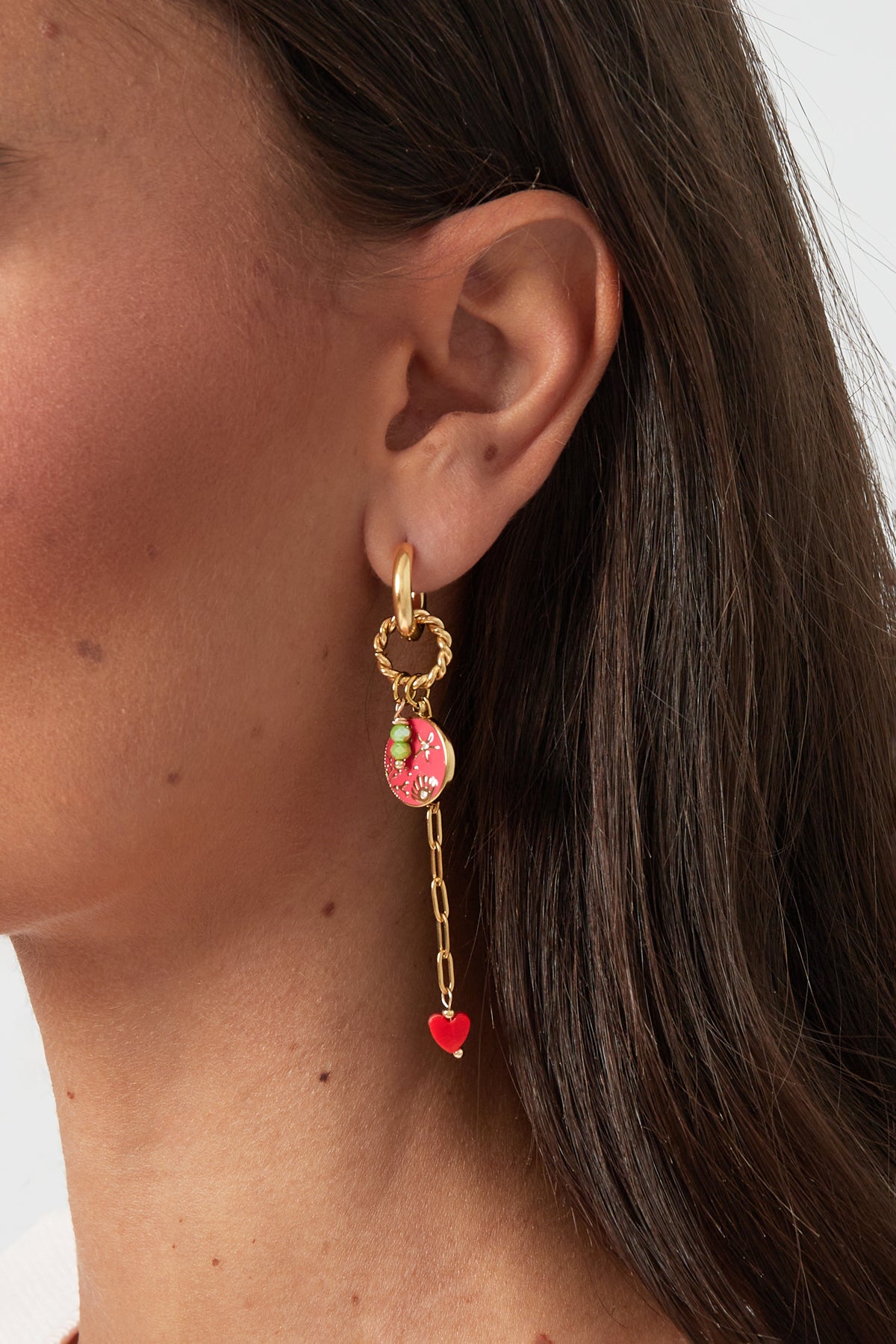 Charm-Ohrringe „On The Beach” in Fuchsia-Gold – Der Sommerlook schlechthin