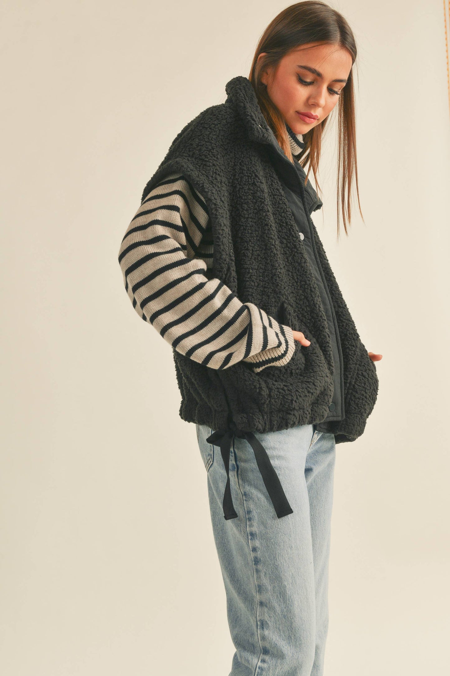 Oversized Utility Weste aus Teddyfleece