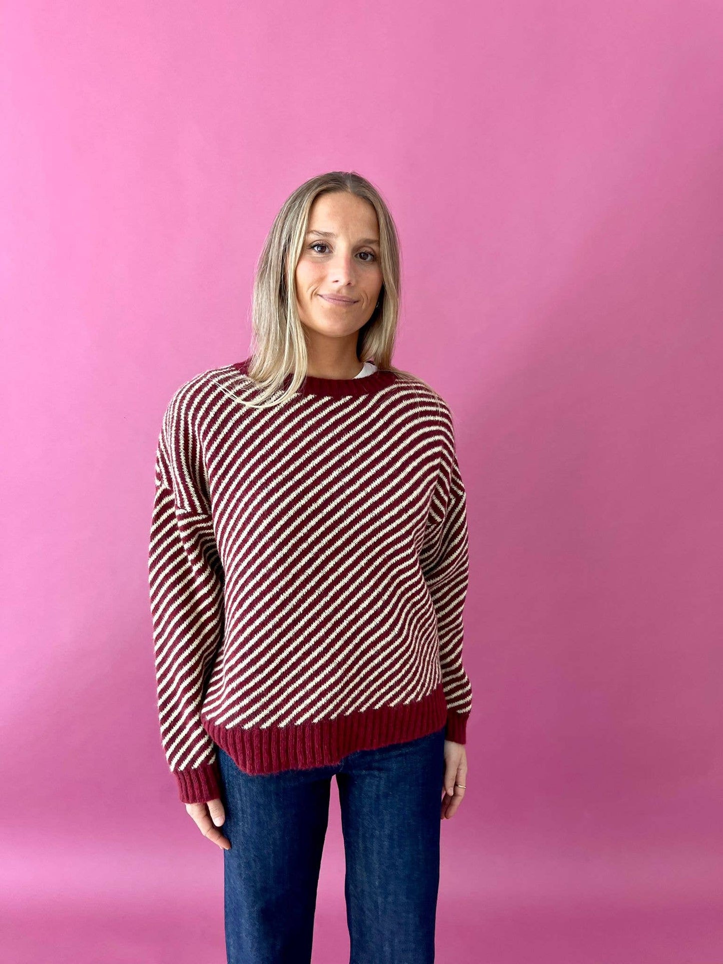 Strickpullover Laura in Burgund und Gelb