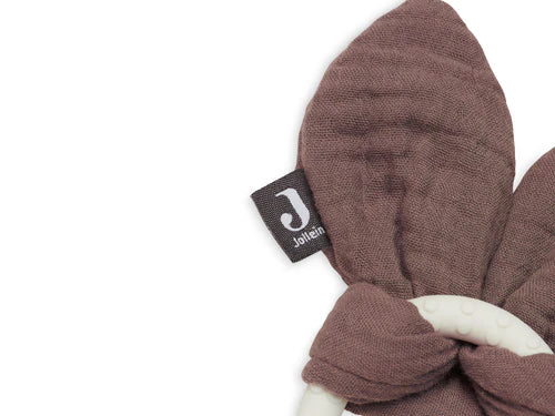 Jollein Beißring „Bunny Ears“ in Chestnut – weiches Silikon für sanfte Linderung beim Zahnen.