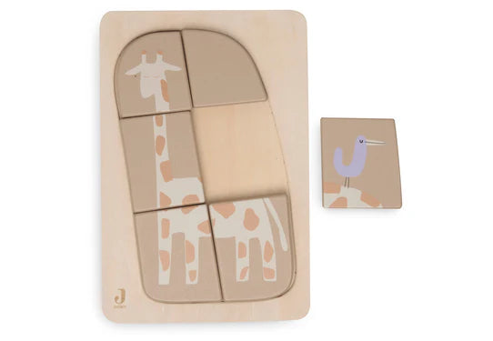 Mit der „Giraffe“-Holzpuzzle von Jollein wird das Zusammenfügen der Puzzleteile zum aufregenden Erlebnis für dein Baby.