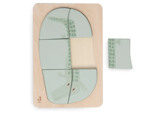 Das niedliche „Croco“-Holzpuzzle von Jollein fördert die Feinmotorik und Hand-Augen-Koordination von Babys – ideal für kleine Puzzle-Fans!