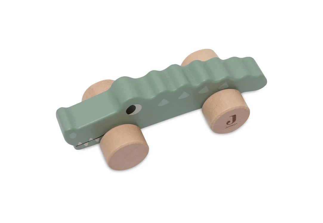 Mit den stabilen Holzrädern ist dieses Krokodil ein ideales Spielzeug für dein Baby, um das Laufen und die Hand-Augen-Koordination zu üben.
