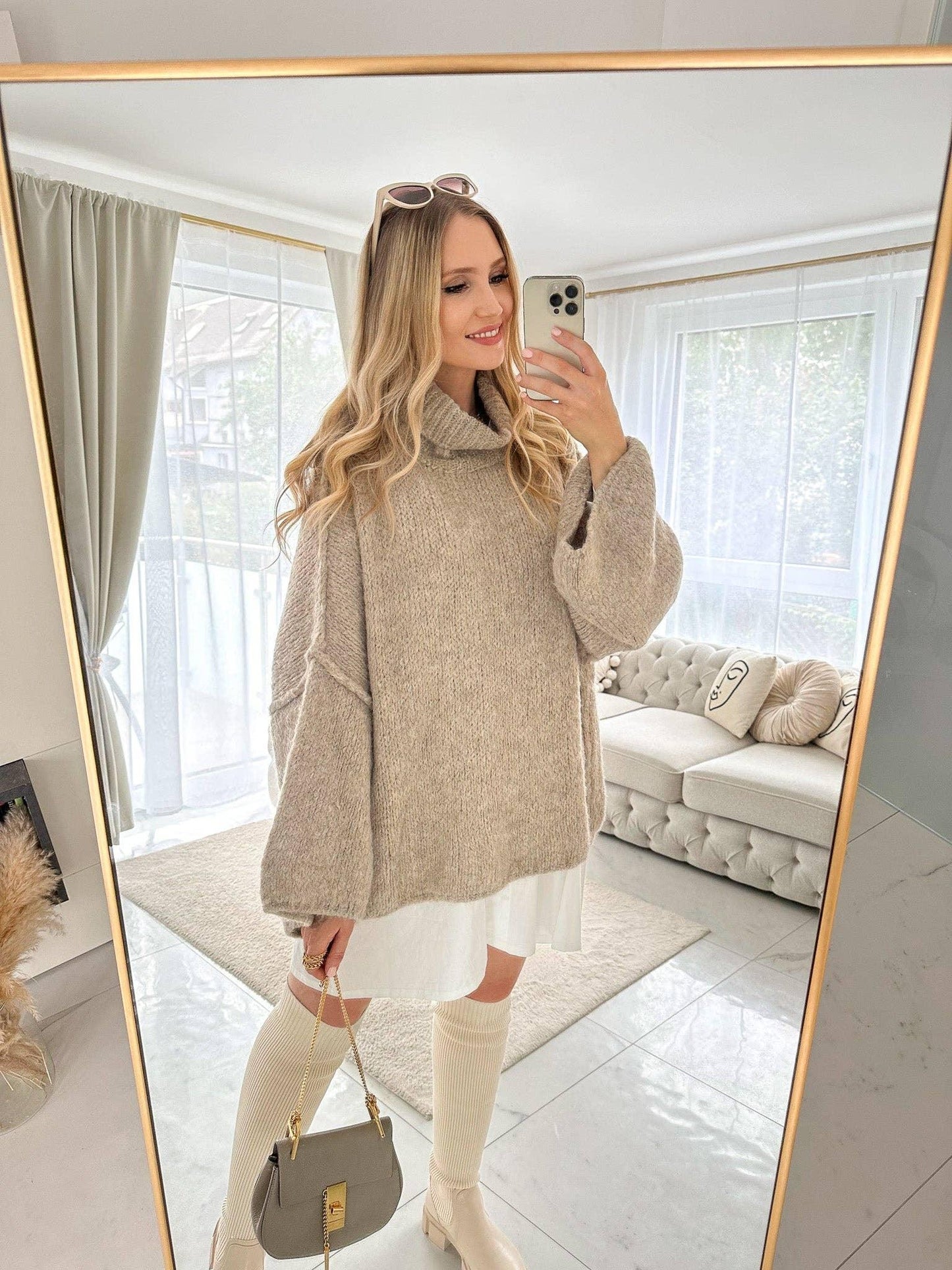 Mohair-Oversized-Strickpullover mit Rollkragen - Elli by Lena & Lisa