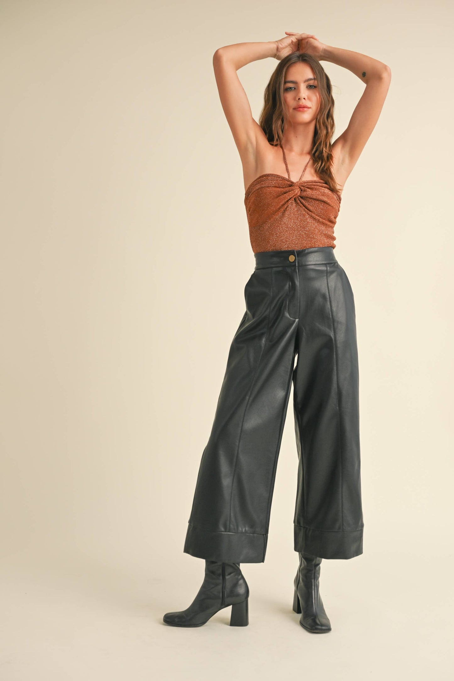 Vegane Leder Culotte in Schwarz