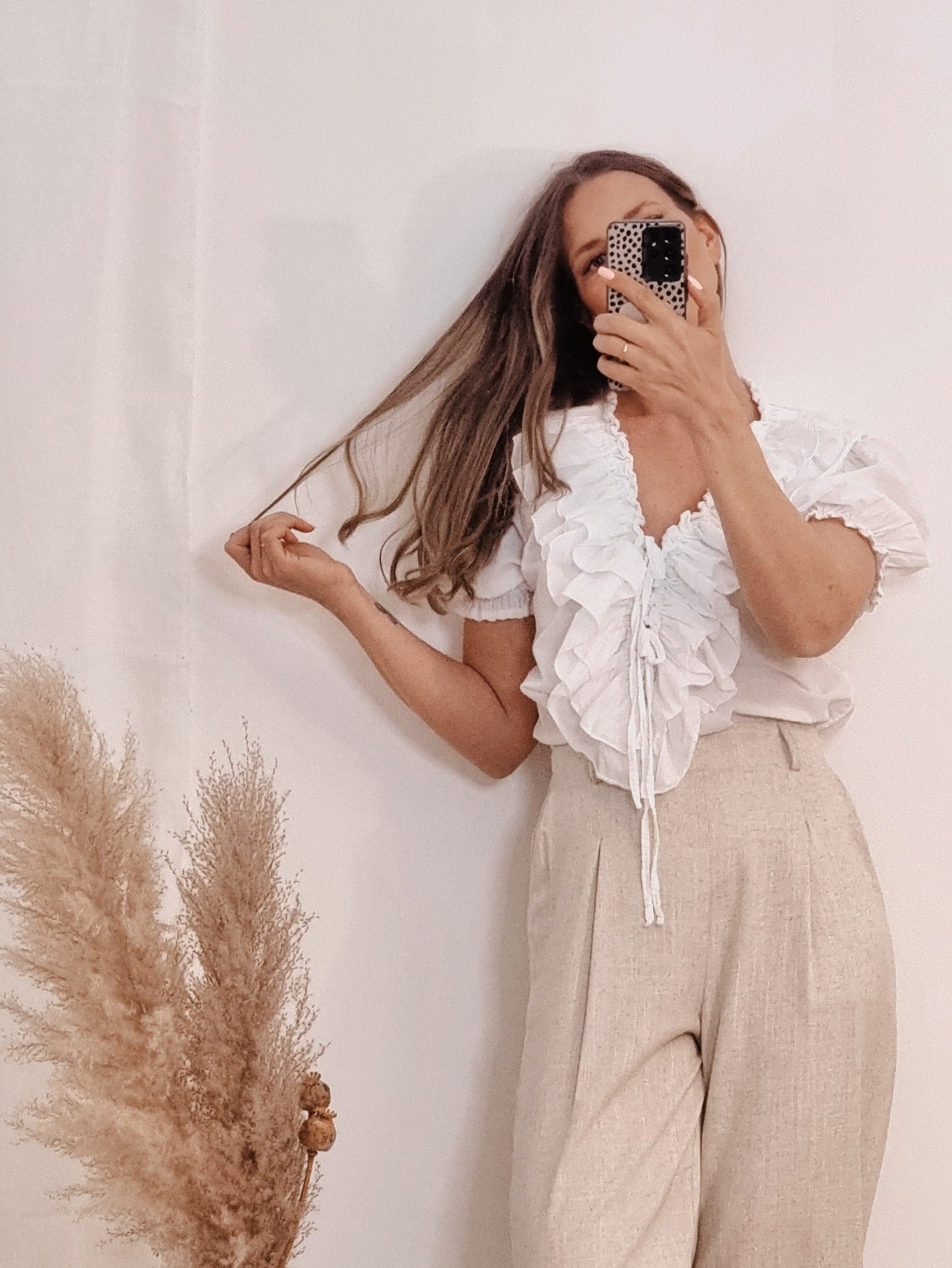 Luftige Bluse aus Baumwolle in Weiß mit verspieltem Look