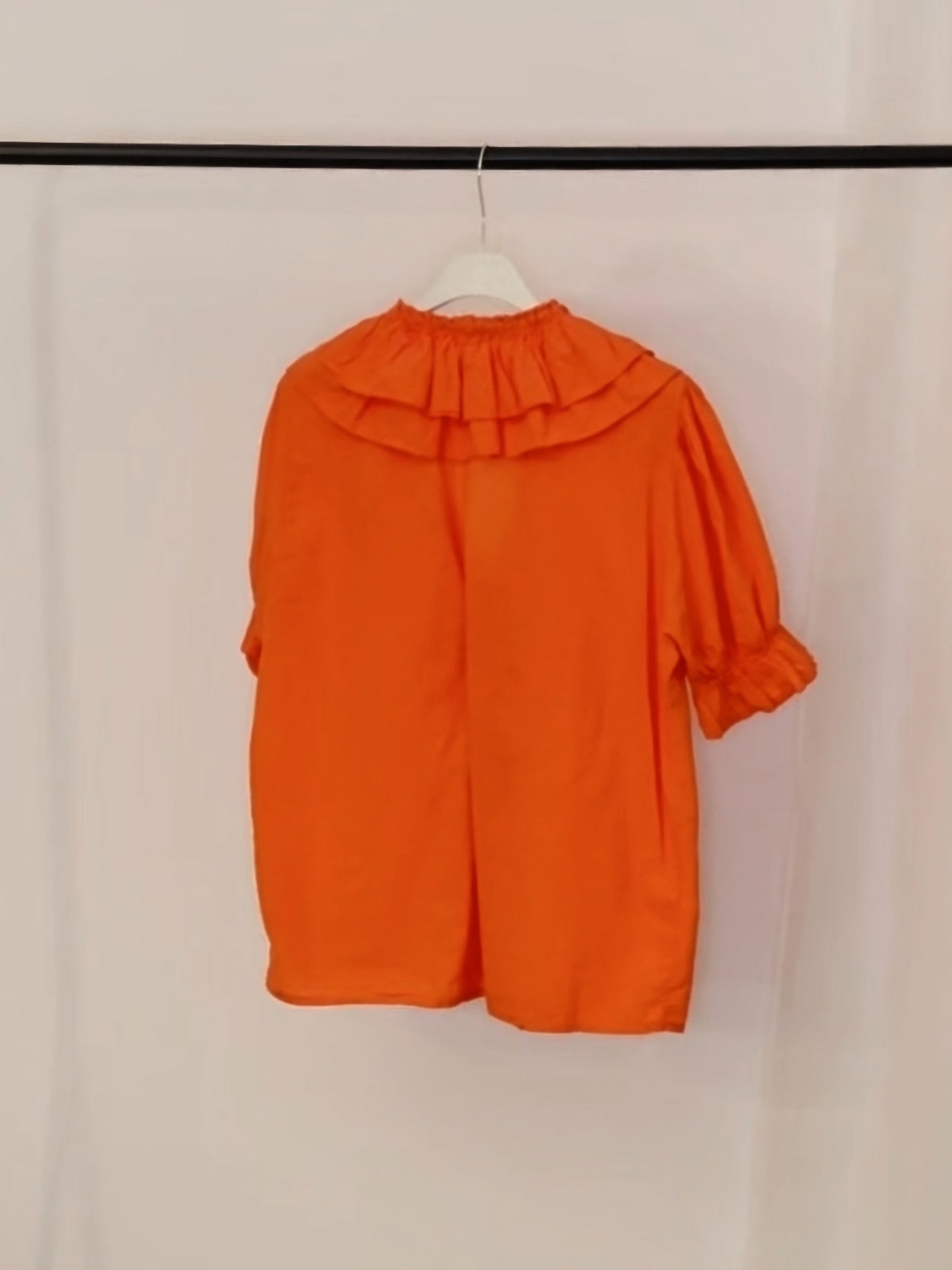 Rüschenbluse aus Baumwolle mit Bindeband