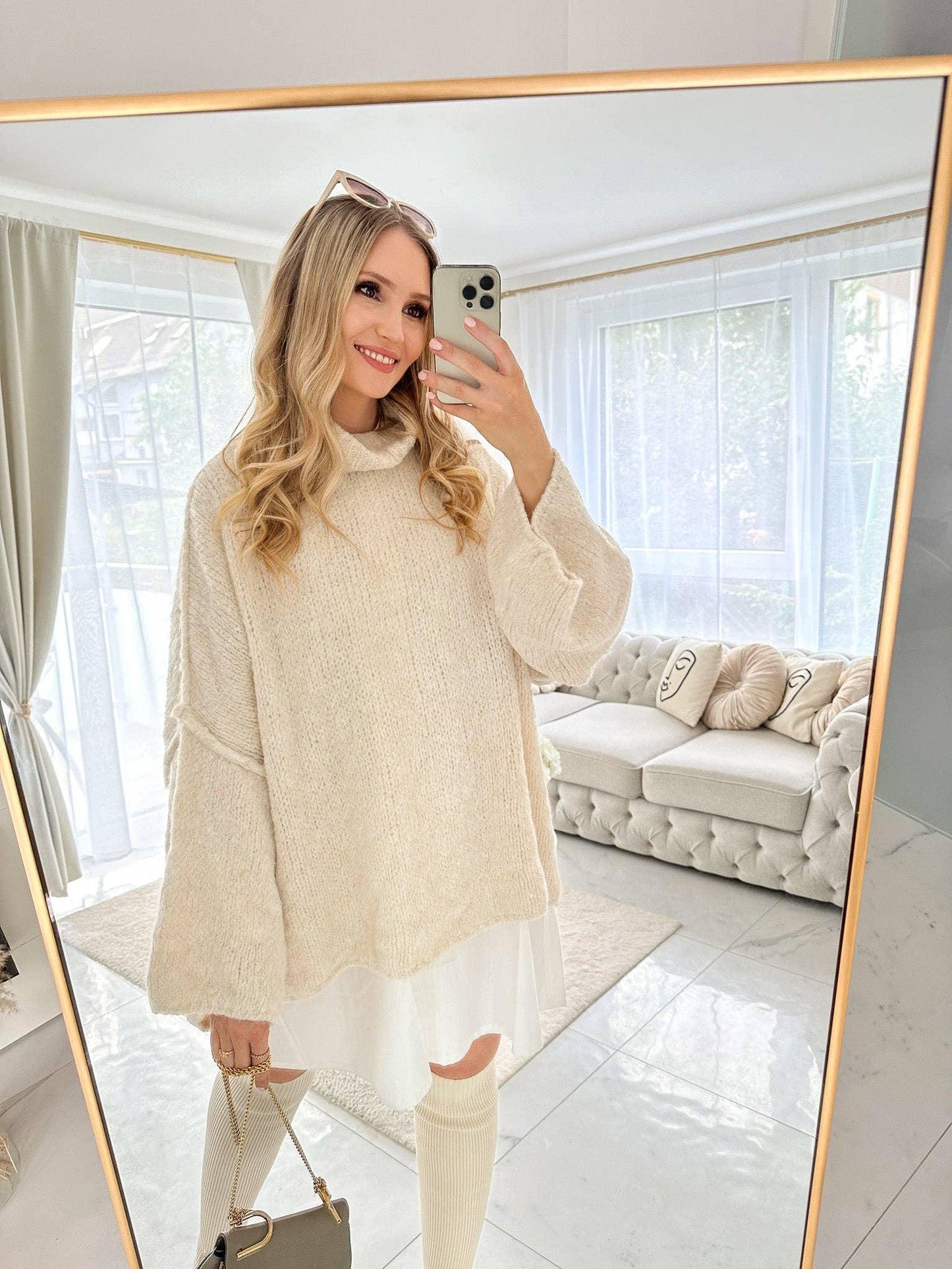 Mohair-Oversized-Strickpullover mit Rollkragen - Elli by Lena & Lisa