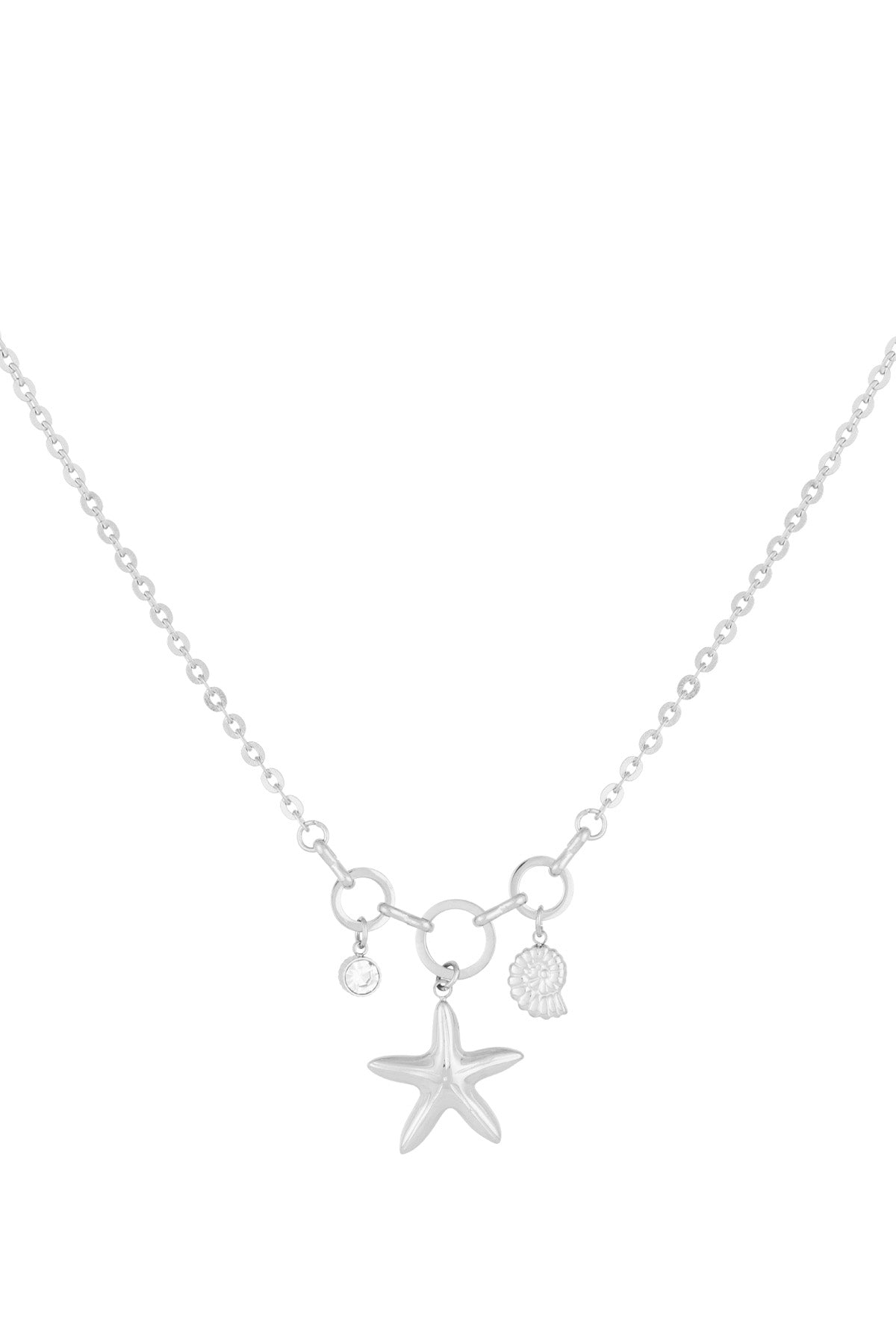 „I Sea You“-Halskette in Silber mit filigranem Seestern- und Muschelcharm für einen frischen Look