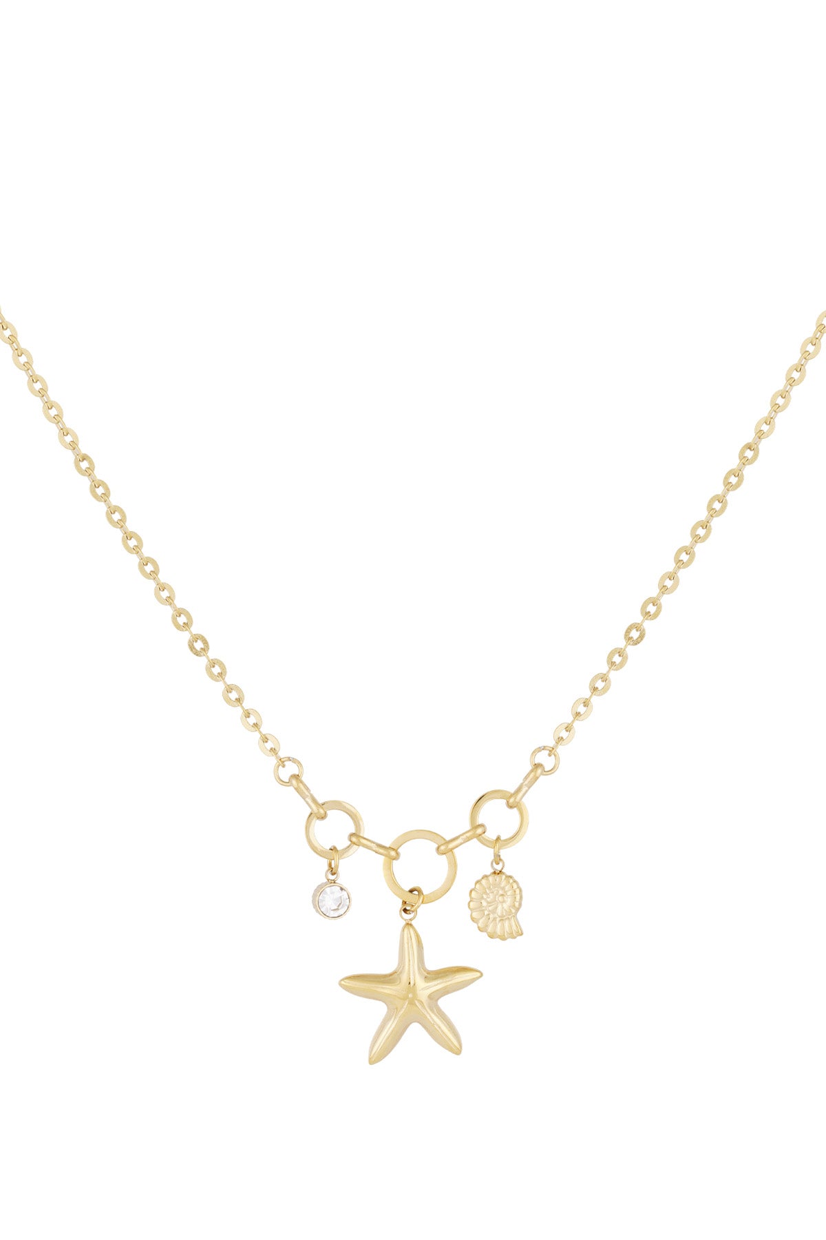 Charm-Halskette „I Sea You“ in Gold mit Seestern- und Muschelcharm für maritimes Flair