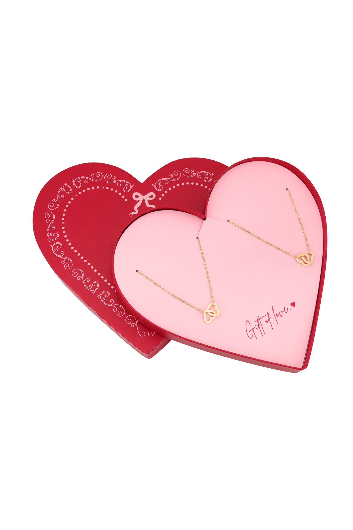 Herzketten-Set »Gift of Love« – Zwei ineinander verschlungene Herzen, vergoldet - Elli by Lena & Lisa