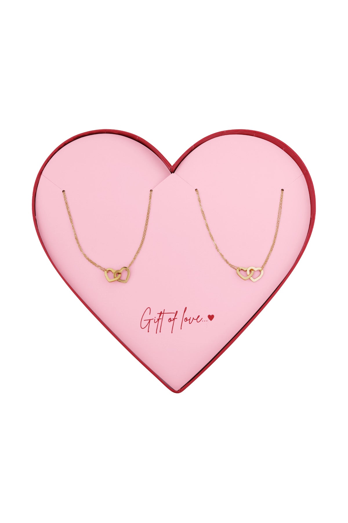 Herzketten-Set »Gift of Love« – Zwei ineinander verschlungene Herzen, vergoldet - Elli by Lena & Lisa
