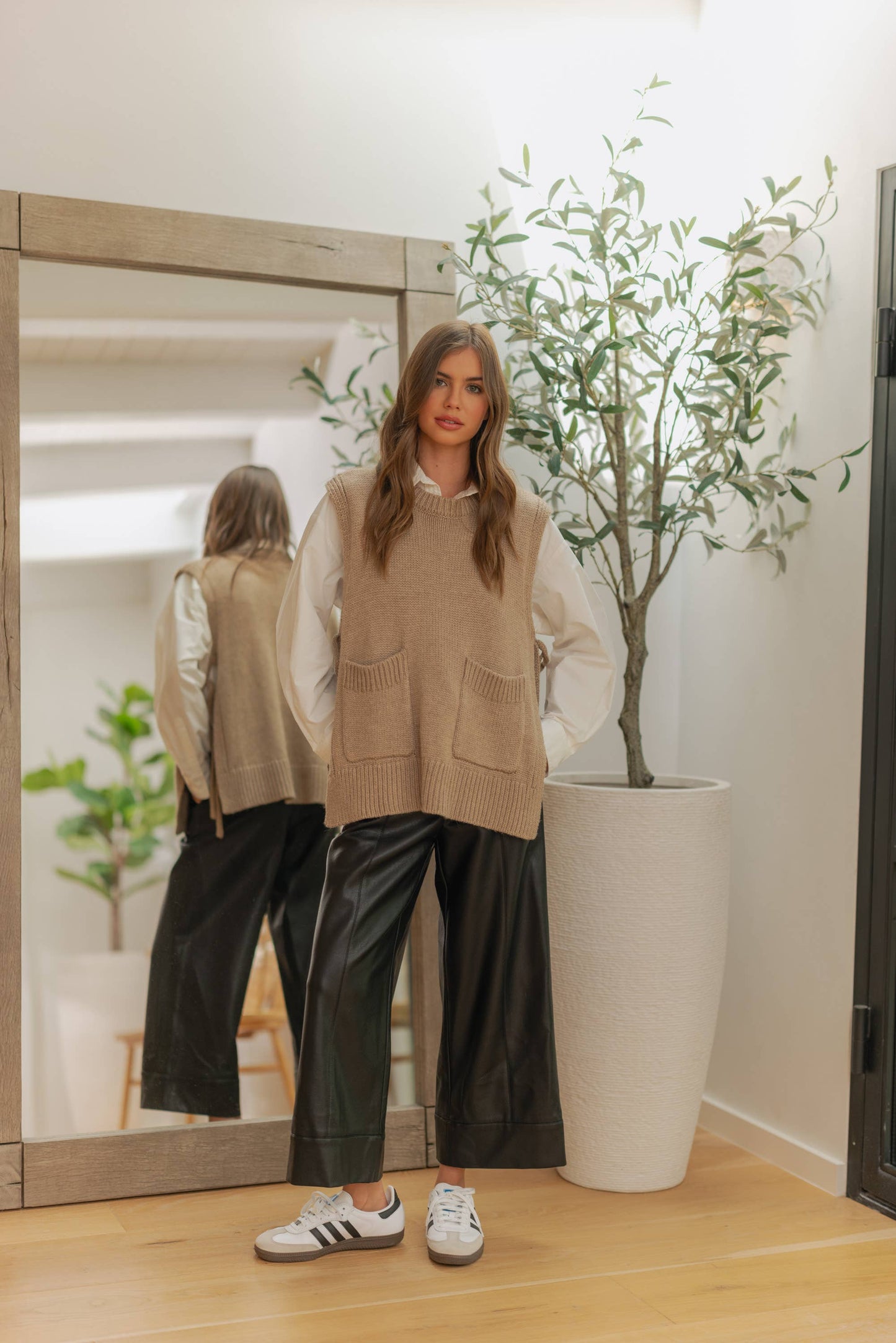 Vegane Leder Culotte in Schwarz