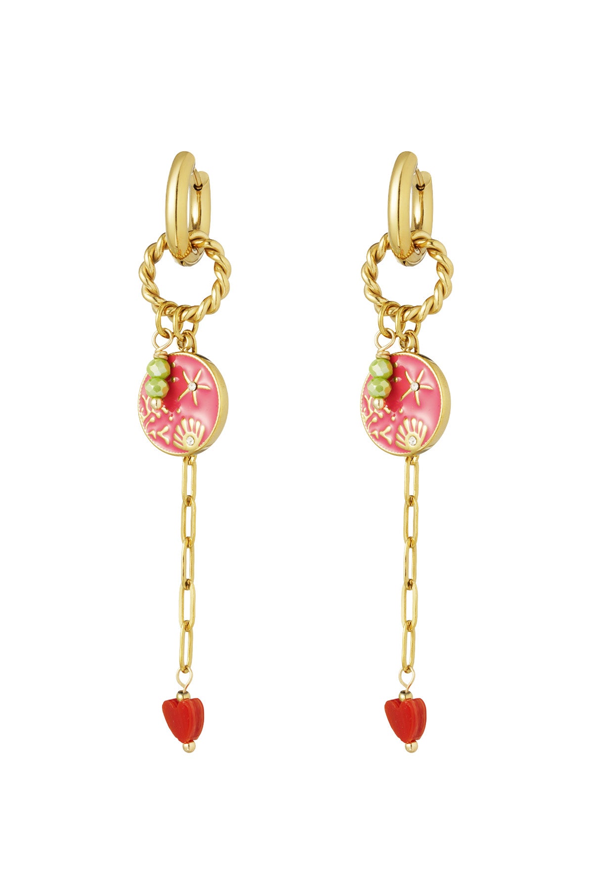Fuchsia-Goldene Charm-Ohrringe „On The Beach” für deinen nächsten Sommer-Look