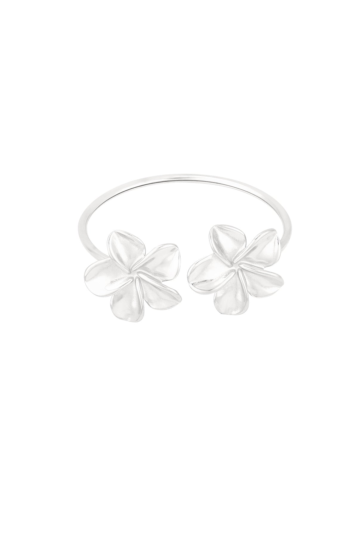 Filigranes Edelstahlarmband mit zwei Blumen für Damen.
