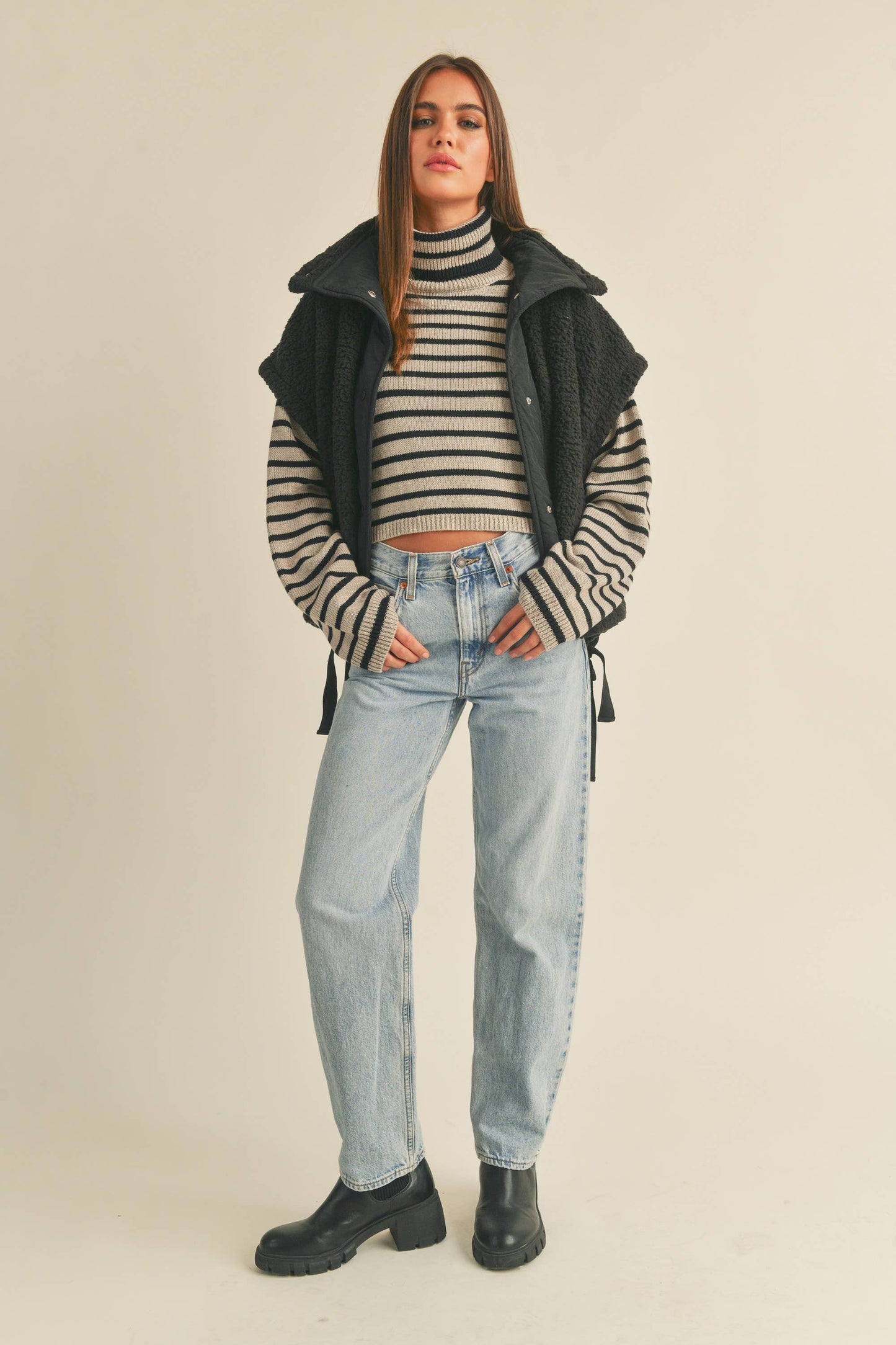 Oversized Utility Weste aus Teddyfleece