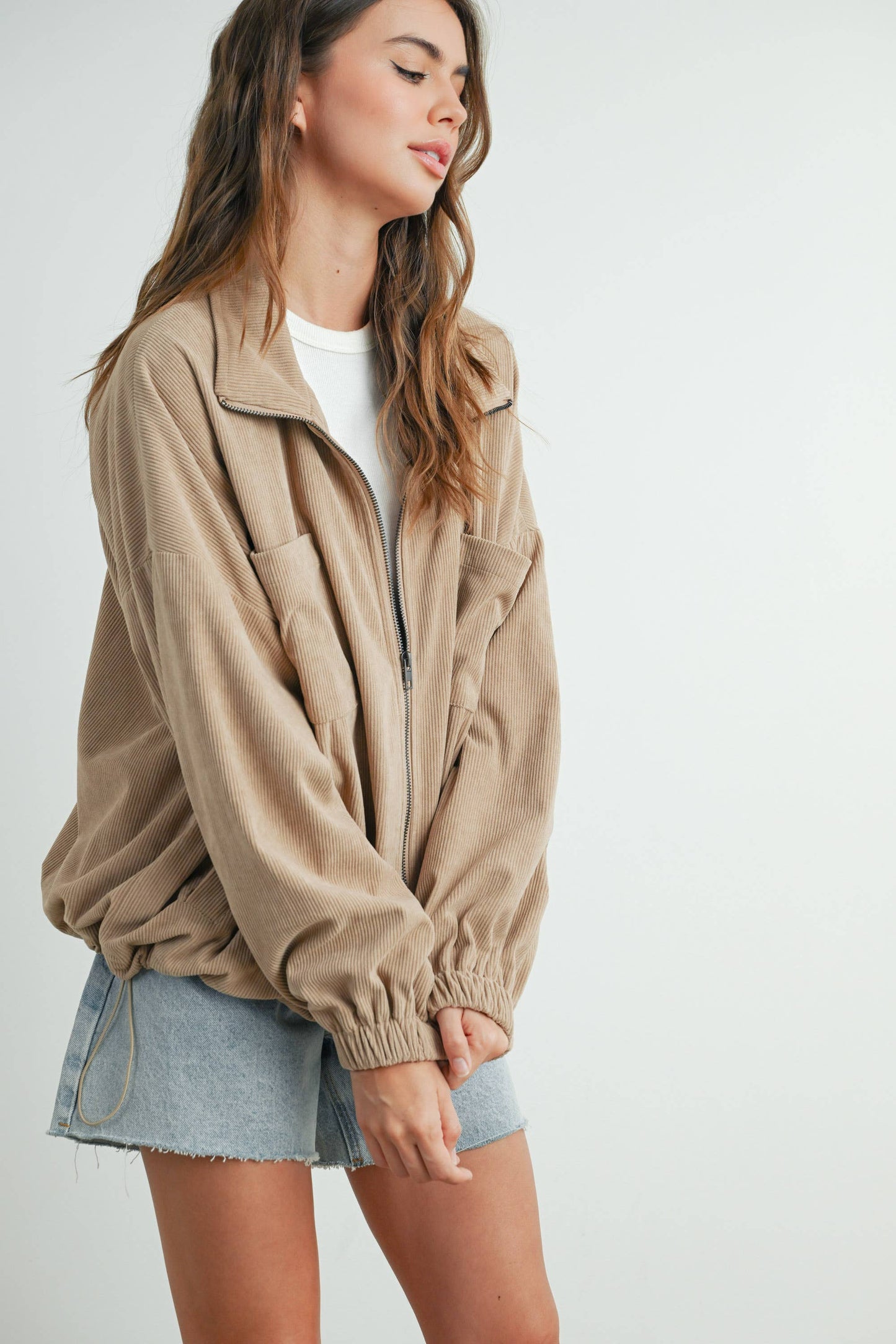 Übergangsjacke Damen in Beige mit Vintage-Look