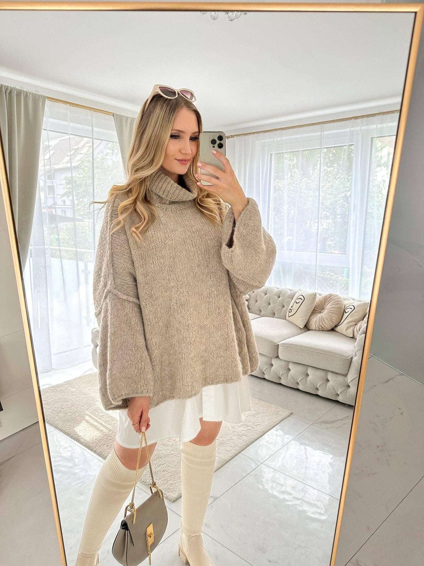 Mohair-Oversized-Strickpullover mit Rollkragen - Elli by Lena & Lisa