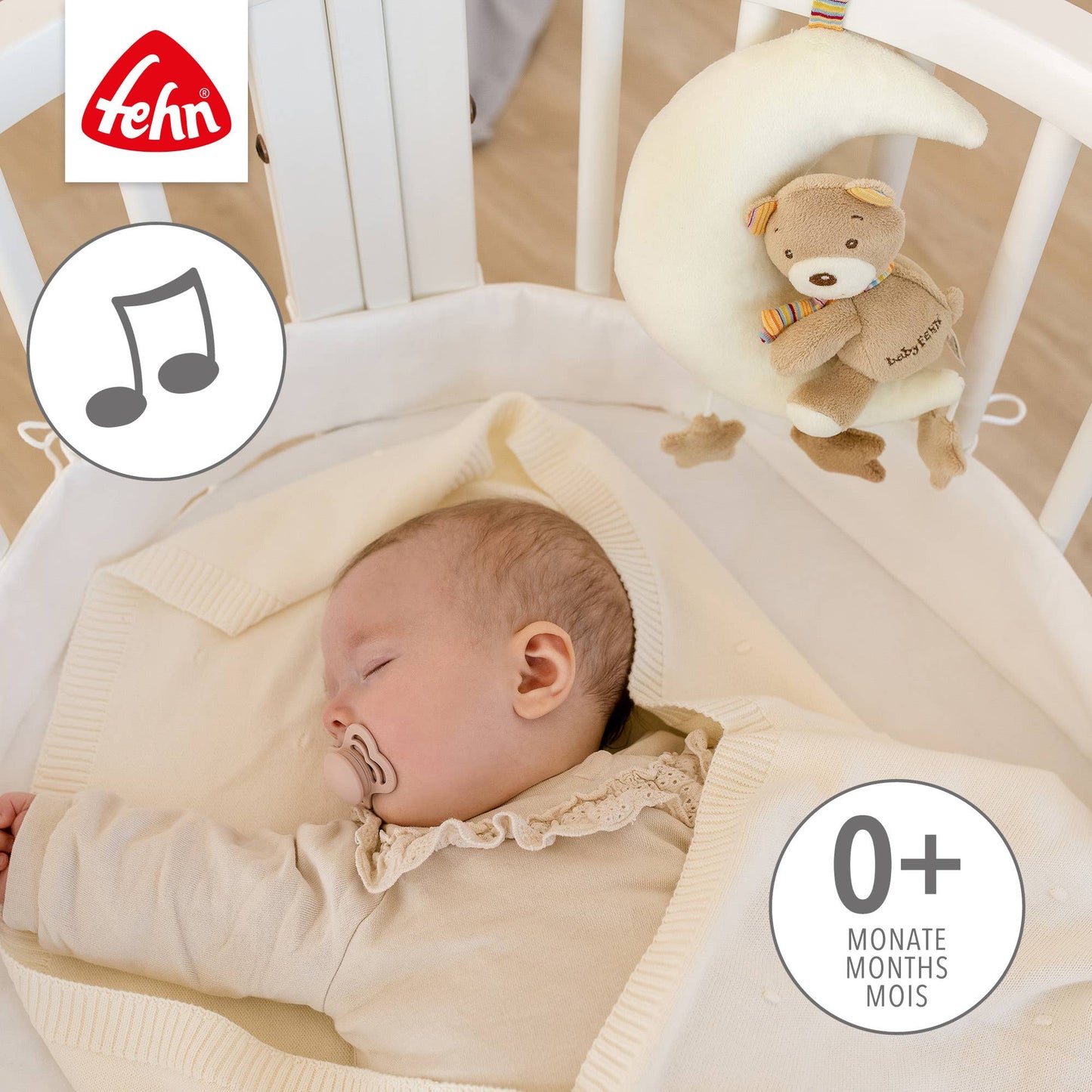Fehn - Spieluhr Teddy Im Mond - Kuscheltier & Einschlafhilfe