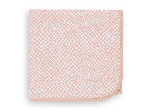 Jollein Babydecke Snake Pale Pink – hochwertige Jersey-Decke für das Babybett mit weichem Material und hübschem Snake-Muster.