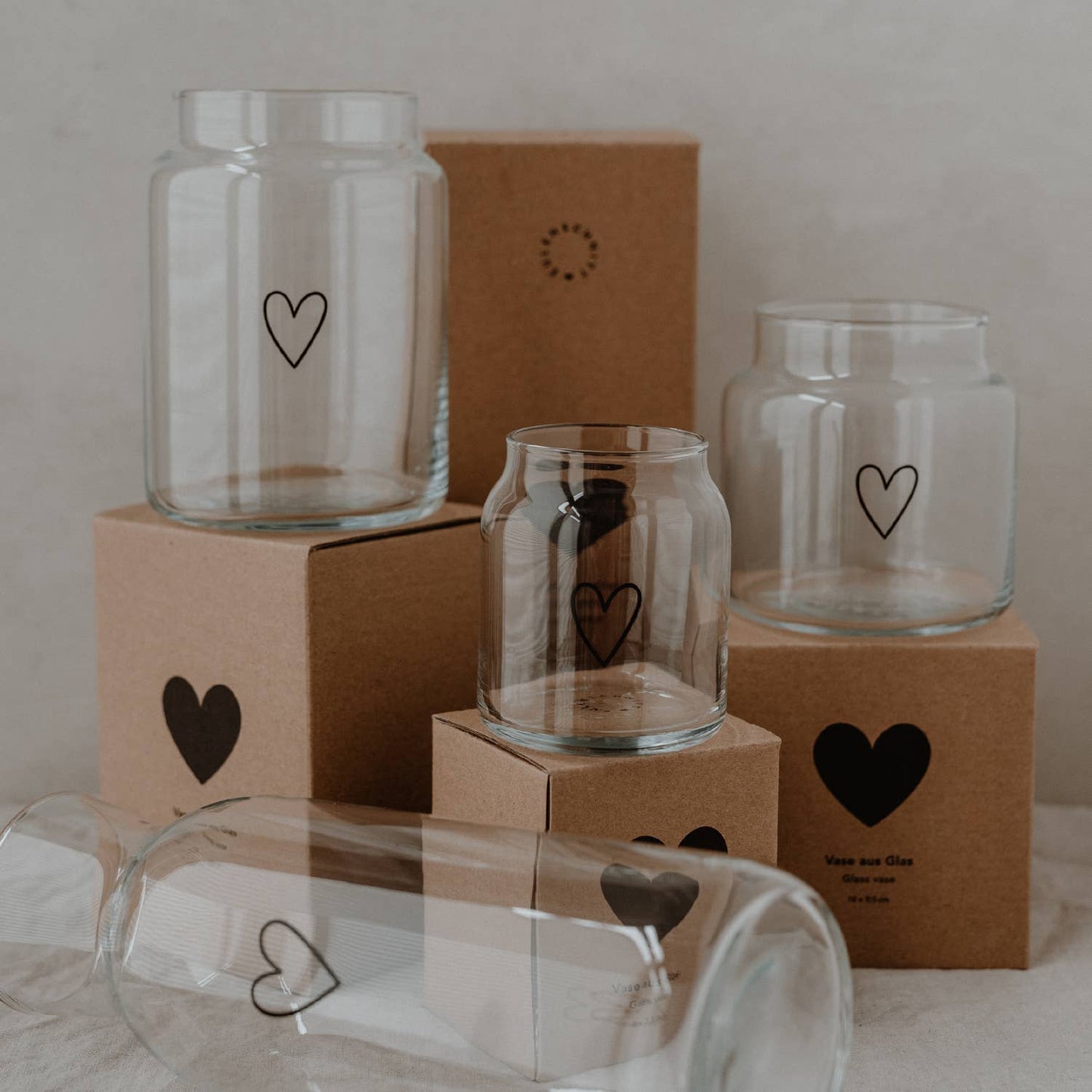 Eulenschnitt - Vase aus Glas groß Herz - Elli by Lena & Lisa