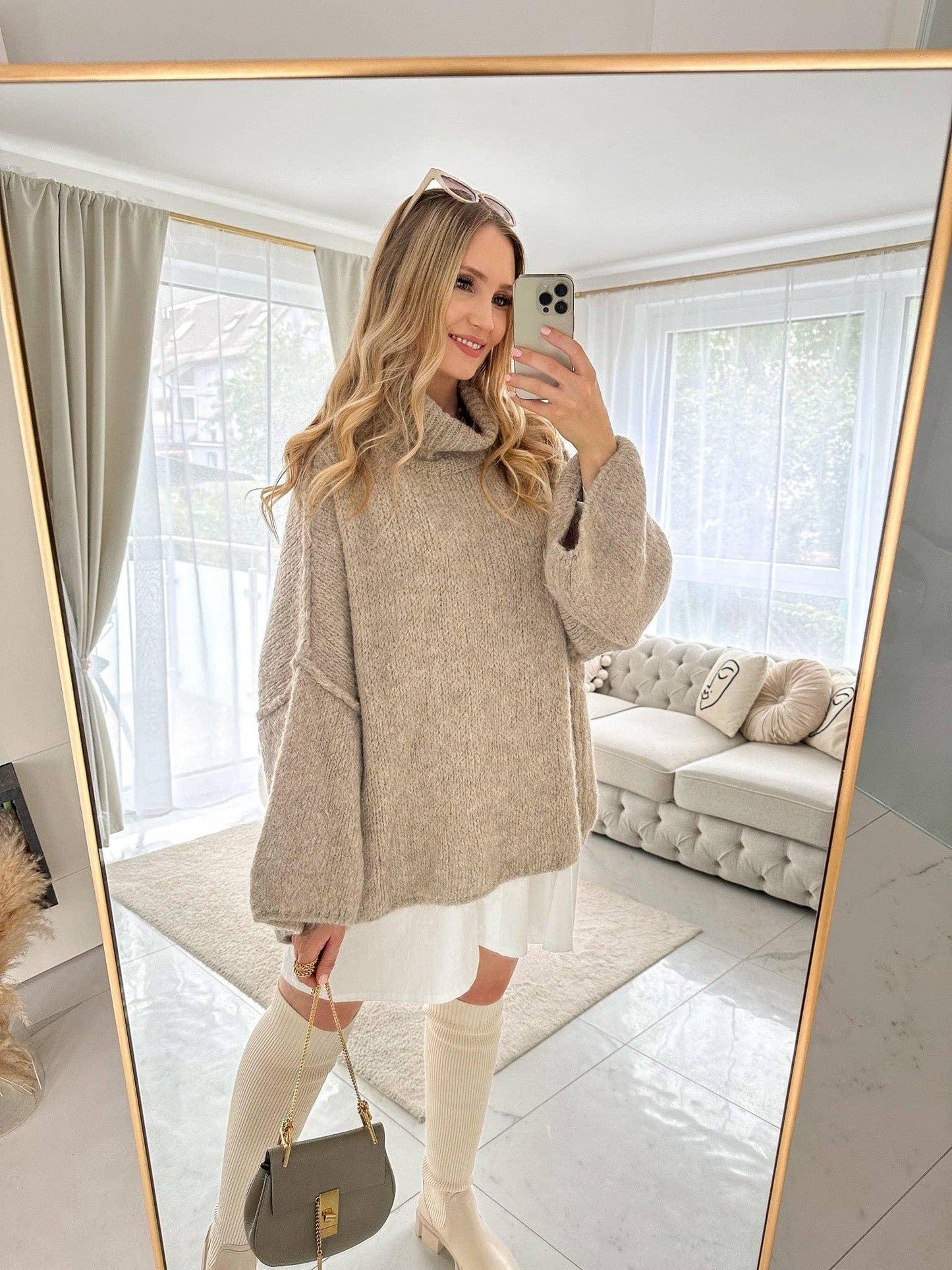 Mohair-Oversized-Strickpullover mit Rollkragen - Elli by Lena & Lisa
