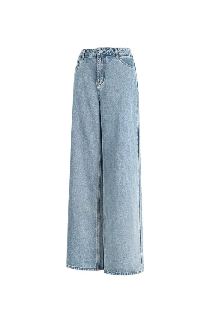 Seitliche Ansicht der lässigen Wide-Leg-Jeans