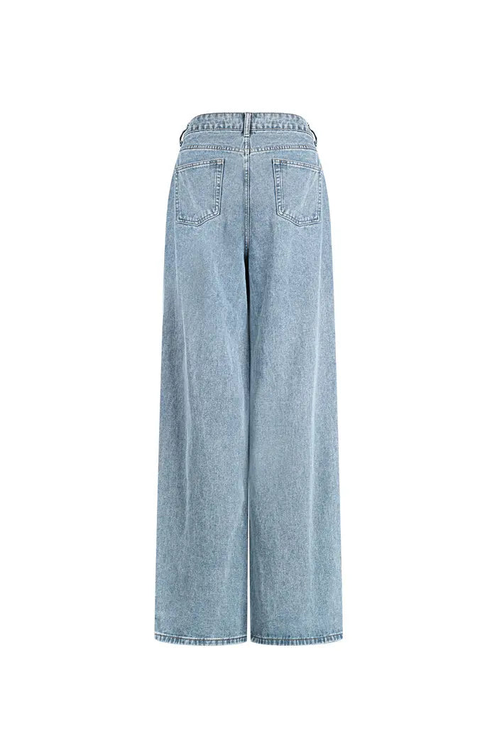 Rückansicht der Wide-Leg-Jeans in Hellblau