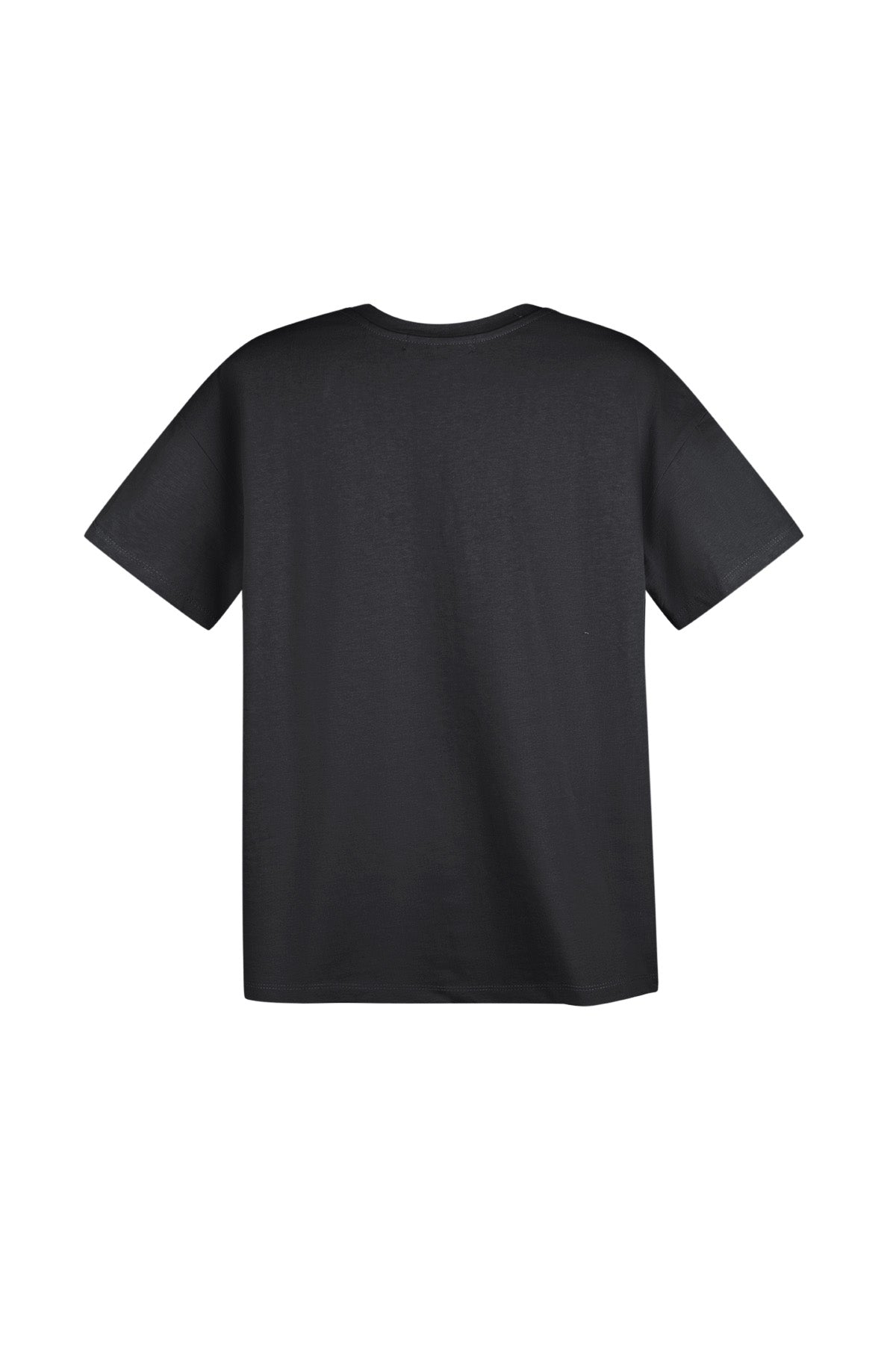 Schwarzes T-Shirt „Smiley“ in lässigem Stil mit funkelnden Akzenten aus Strasssteinen