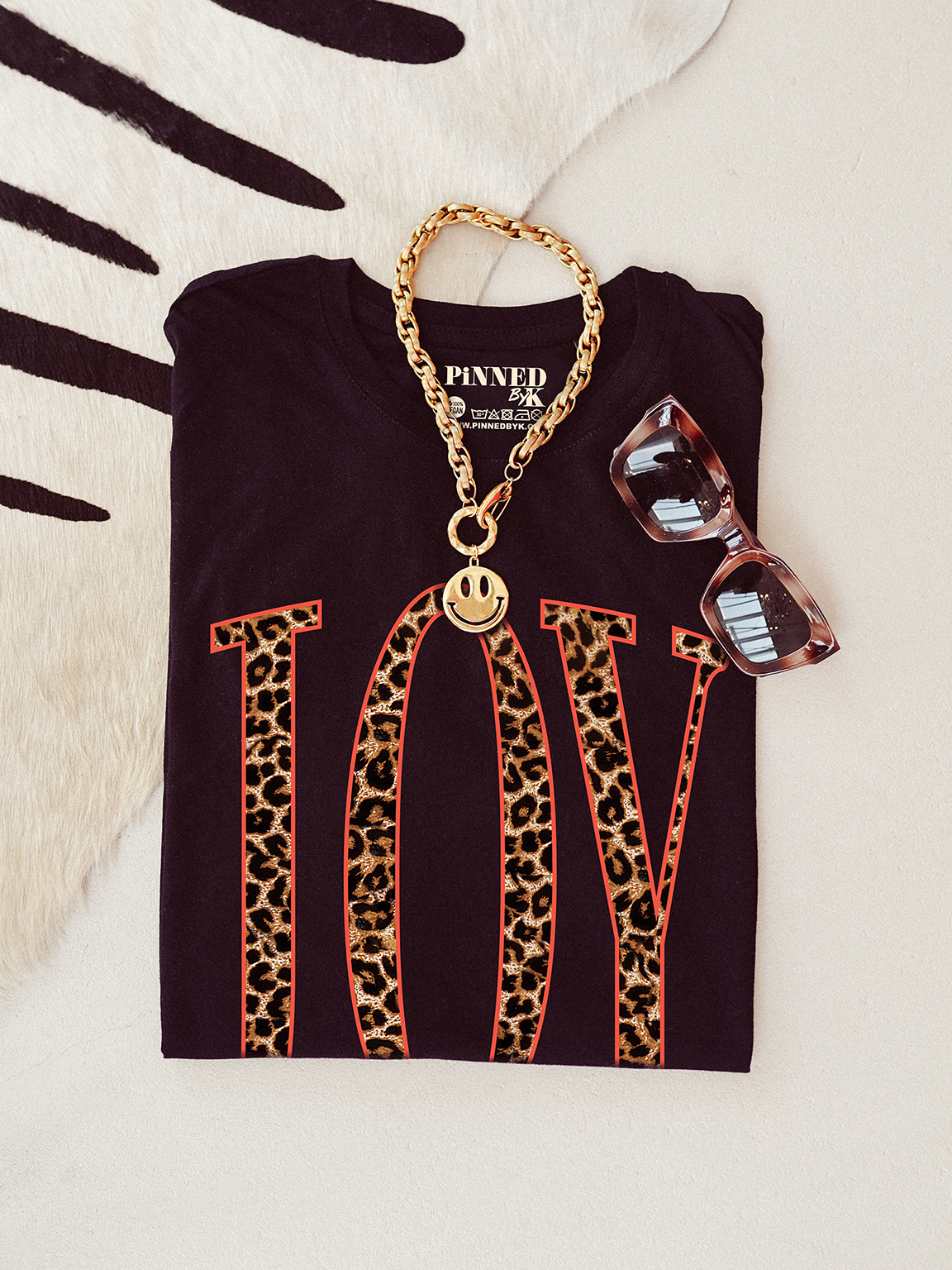 Oversized T-Shirt "Joy" mit Animal-Print