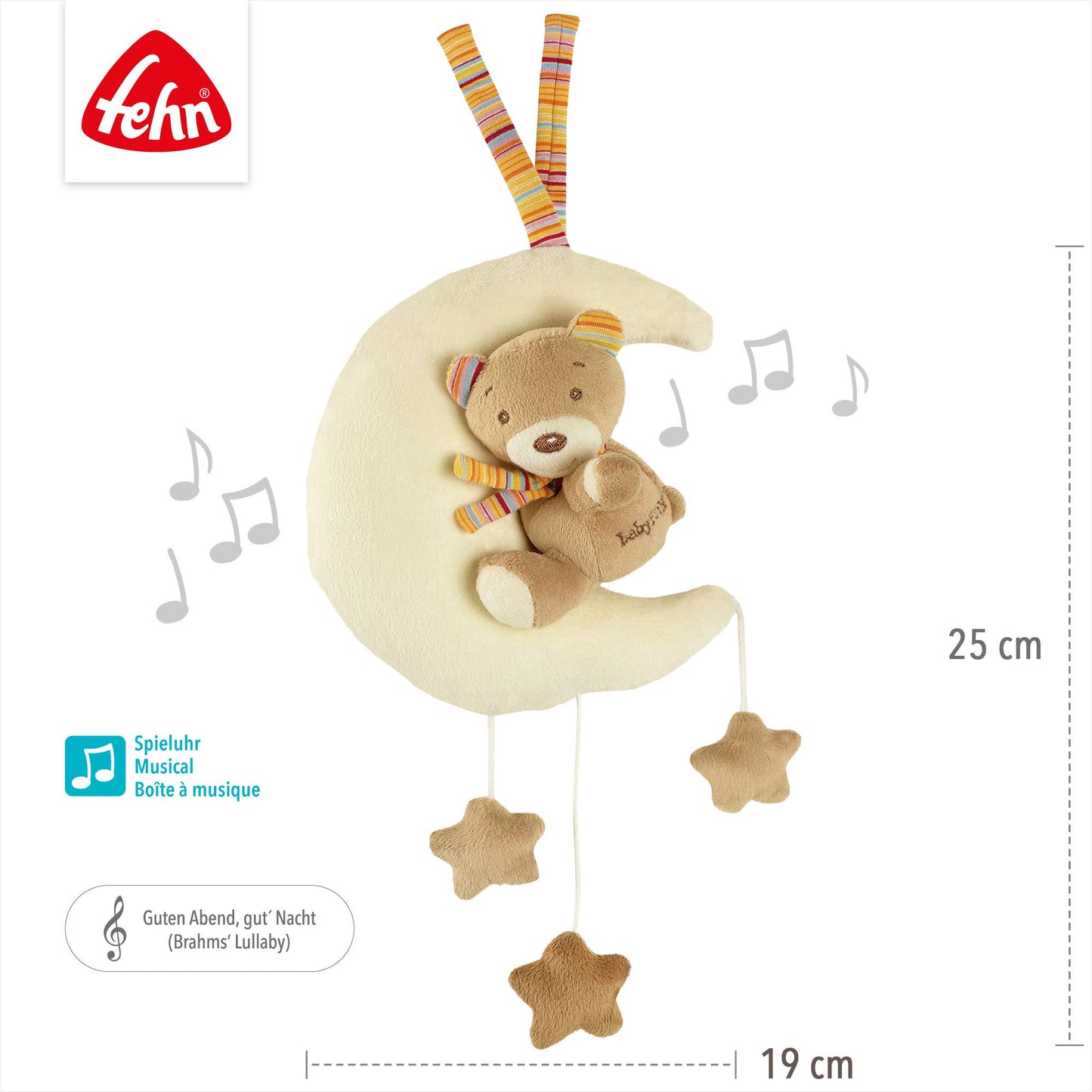 Fehn - Spieluhr Teddy Im Mond - Kuscheltier & Einschlafhilfe