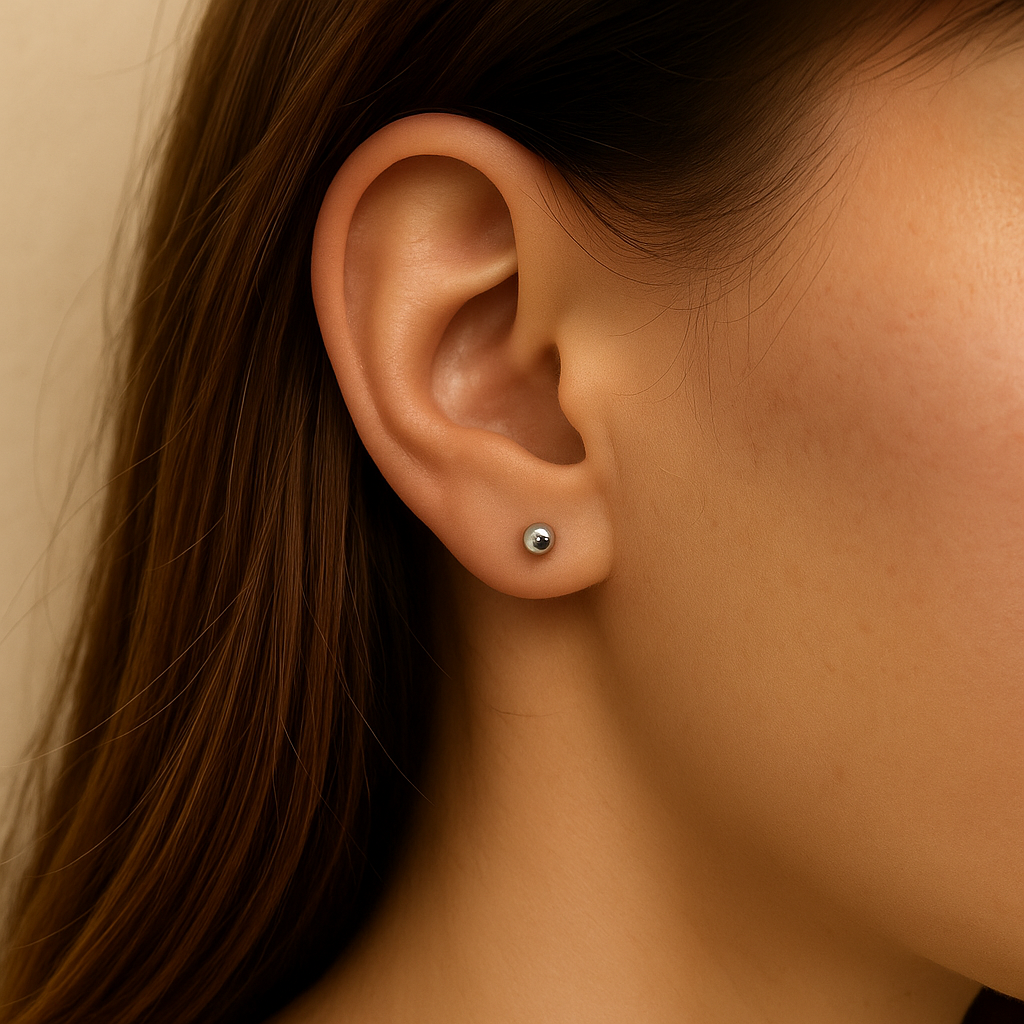 Süße Ohrstecker mit Kugel und kurzem Stab - beidseitig tragbar