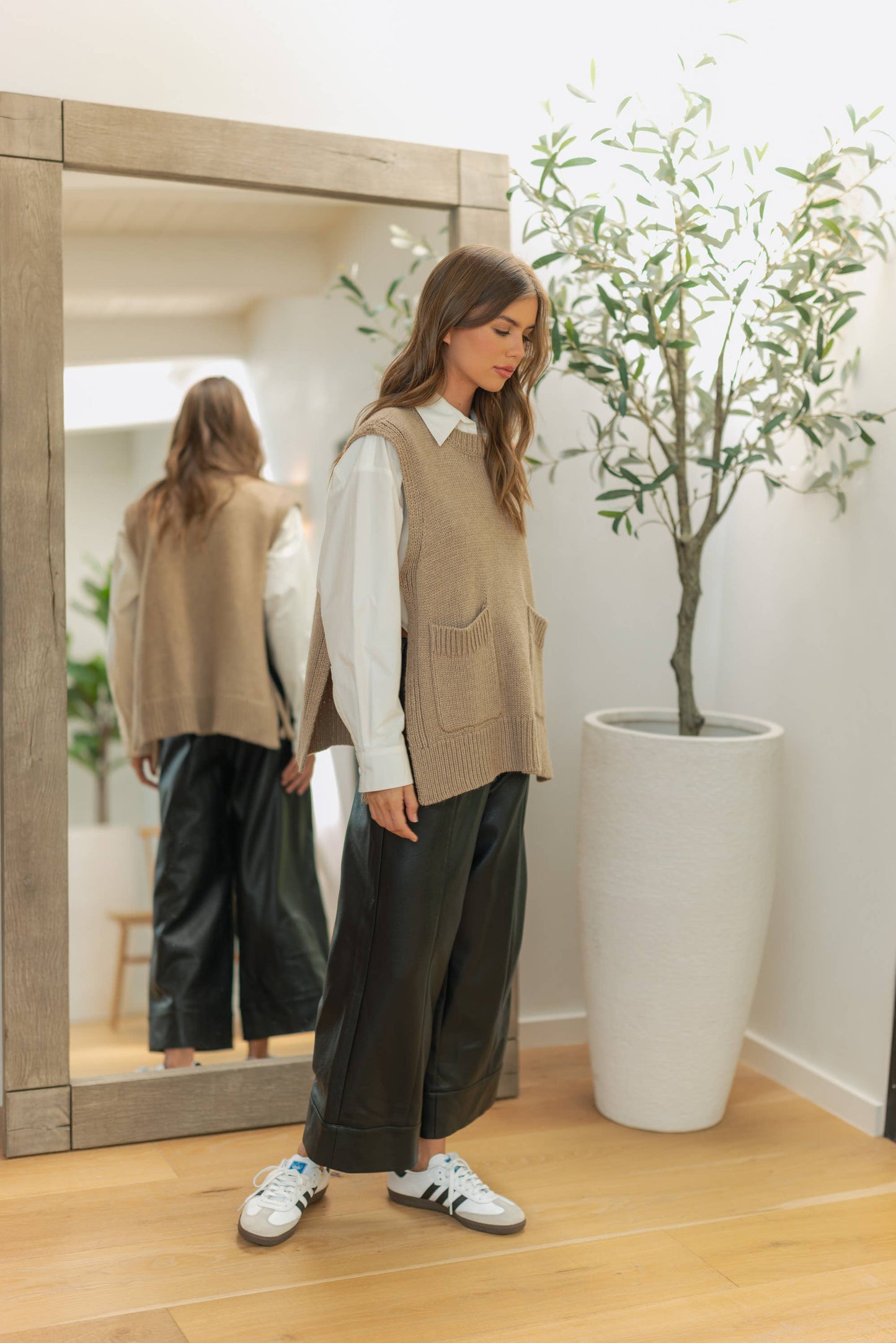 Vegane Leder Culotte in Schwarz