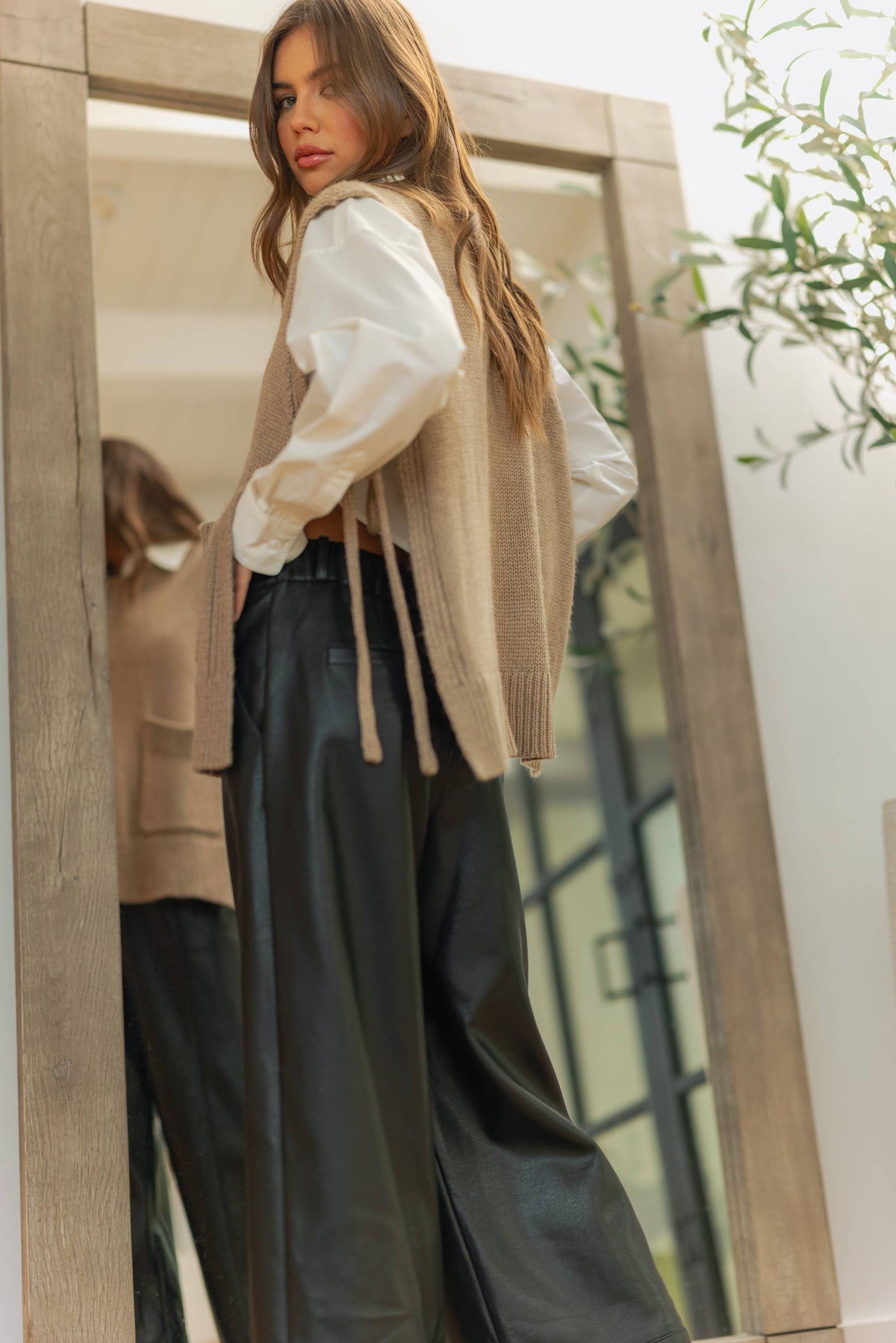 Vegane Leder Culotte in Schwarz