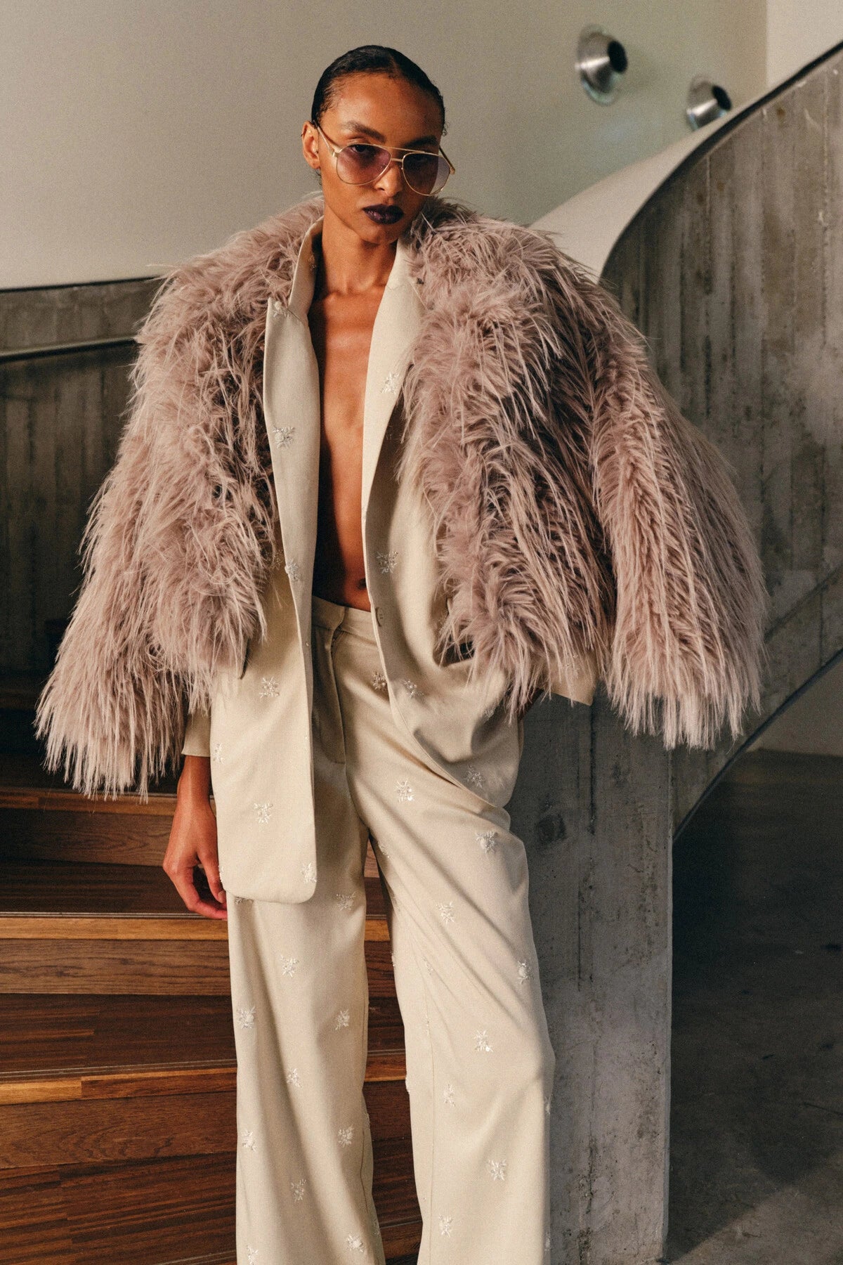 Blazer in Beige mit Pailletten für Damen