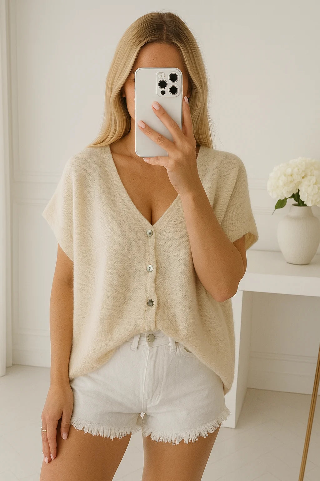 ärmelloser Cardigan beige