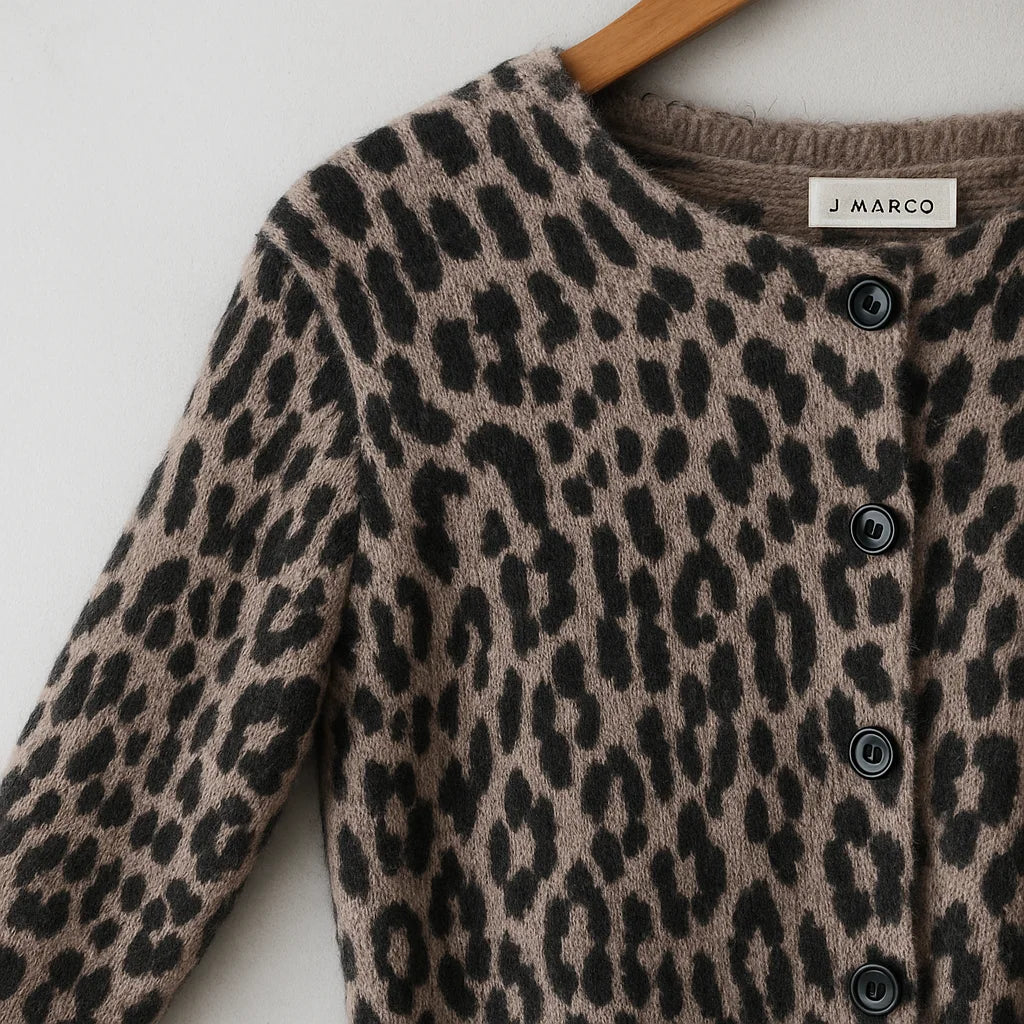 Flauschige Strickjacke im Leopardenmuster - Elli by Lena & Lisa