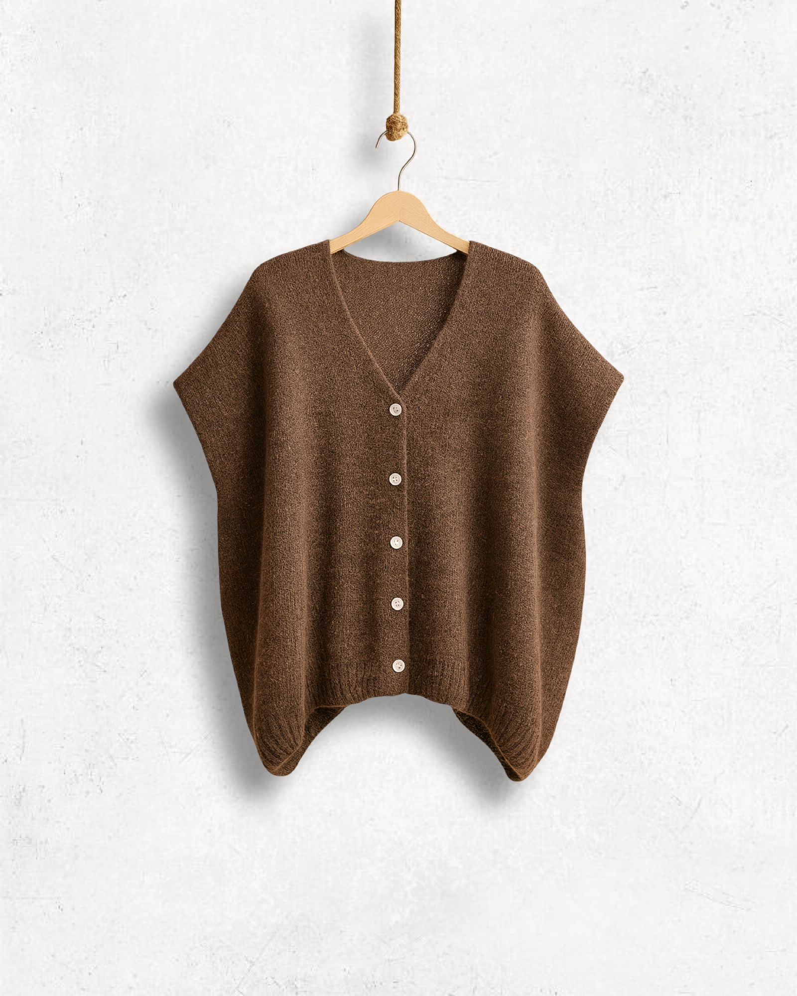 Oversized Mohair-Cardigan mit V-Ausschnitt – Braun – Elli by Lena