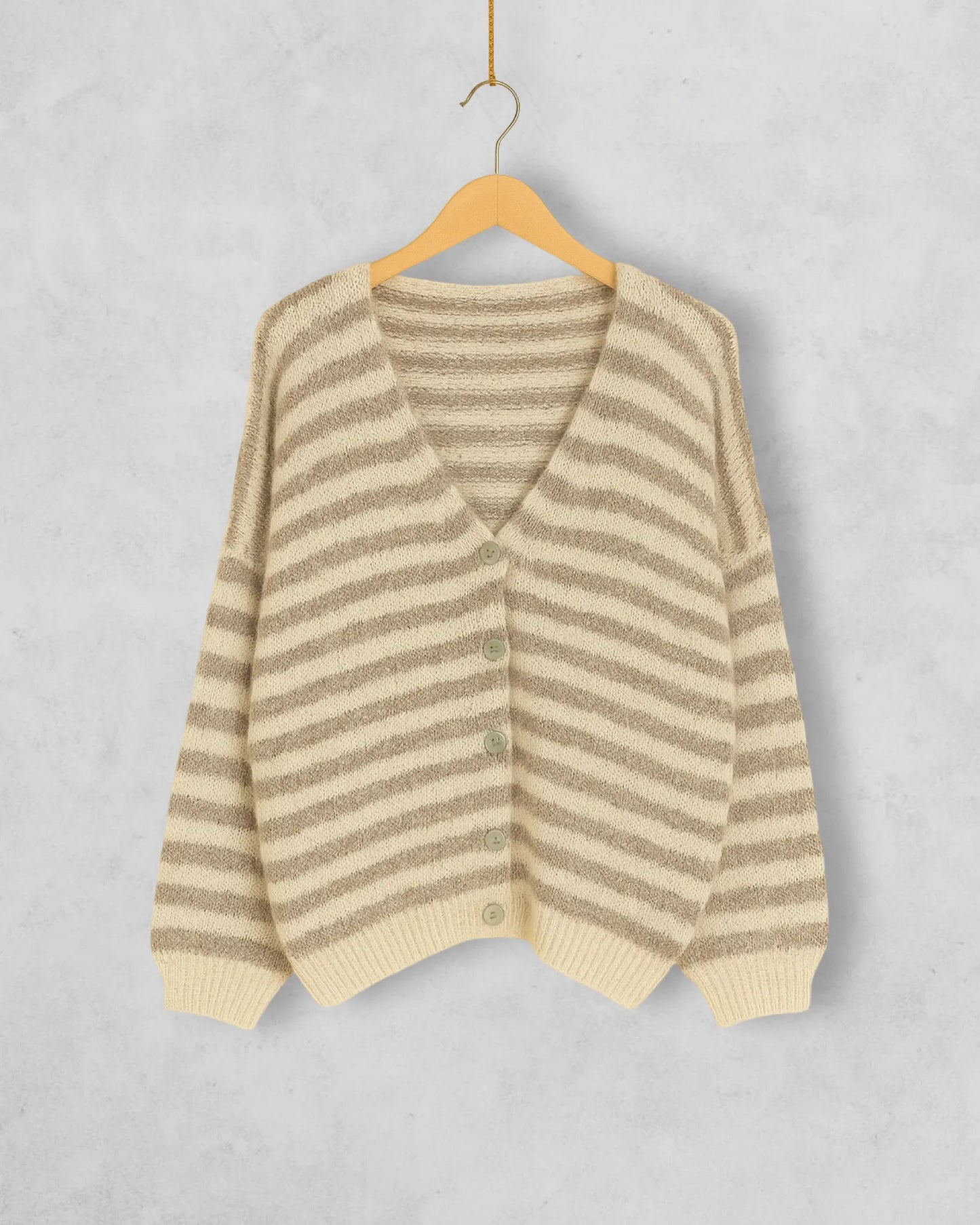 Warme gestreifte Strickjacke Damen