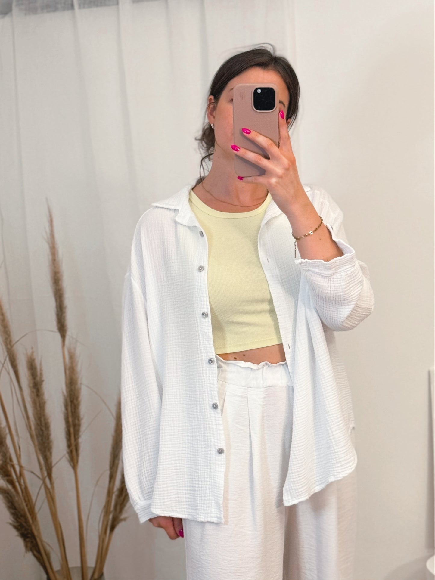 Weiße Sommerbluse mit Limoncello-Motiv und lockerer Passform