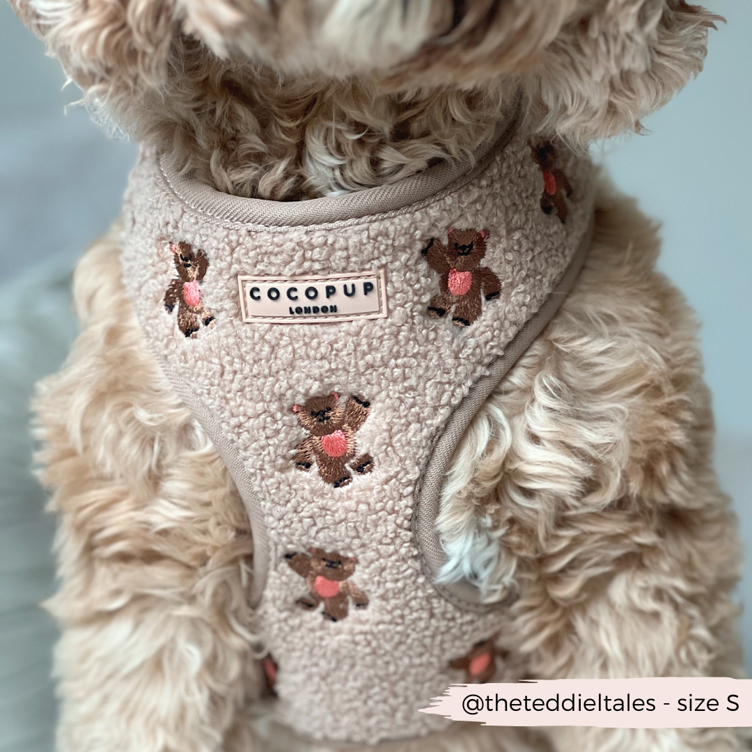 Komfort und Stil für deinen Hund: Das "Theo Teddy" Geschirr bietet eine bequeme Passform mit verstellbaren Riemen und niedlichem Teddy-Design.