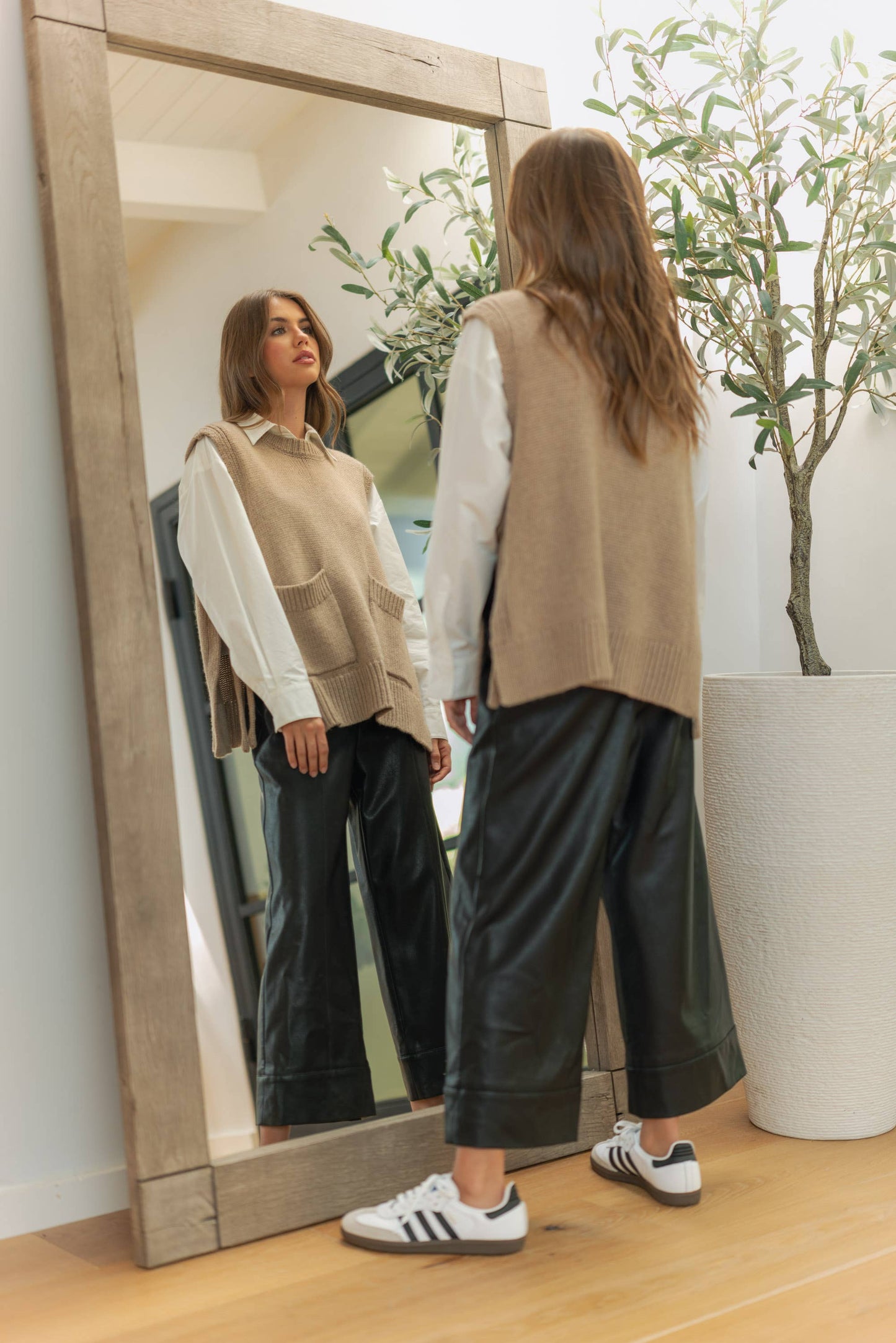 Vegane Leder Culotte in Schwarz