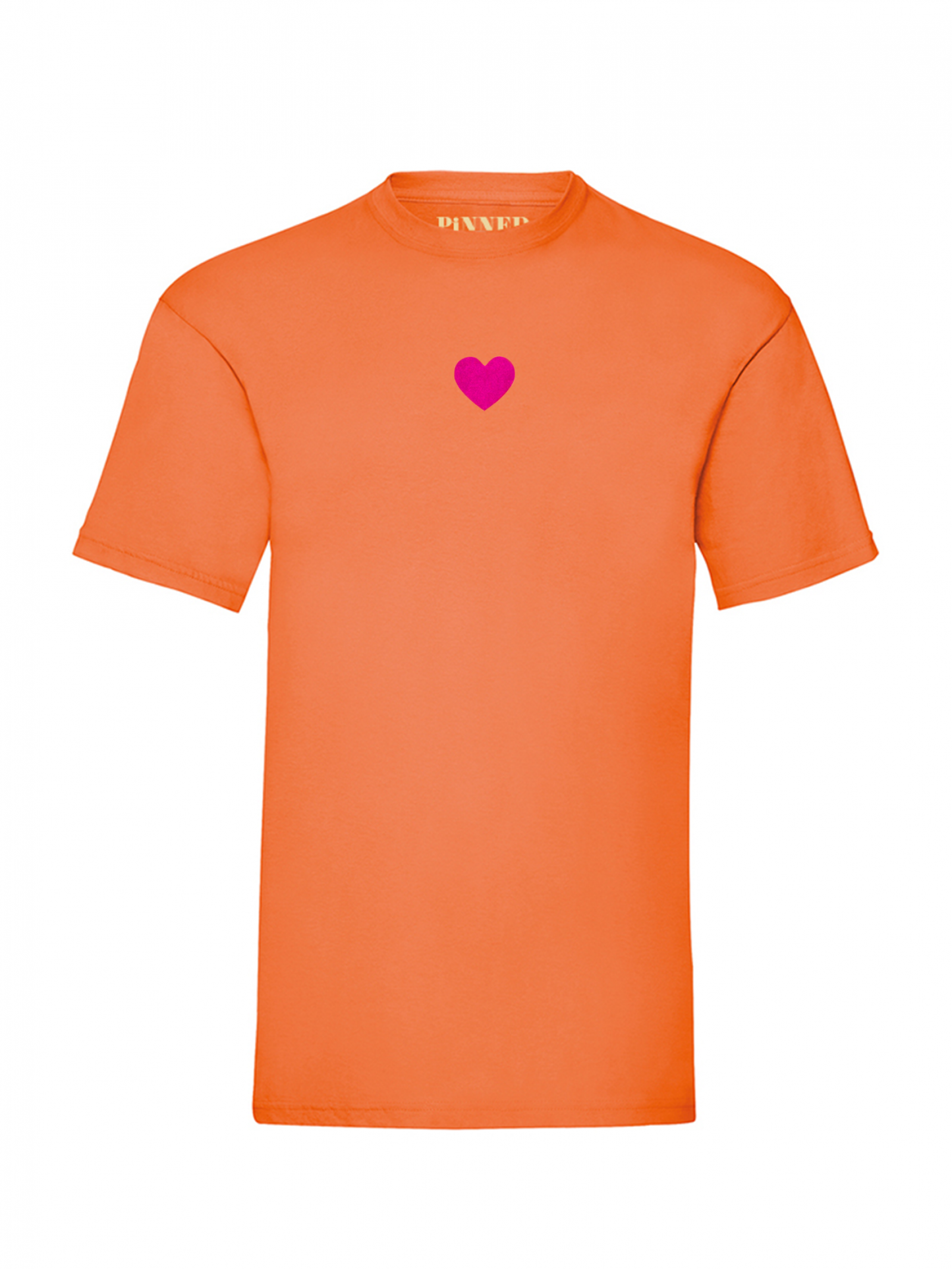 T-Shirt in orange mit pinkem Samt-Herz