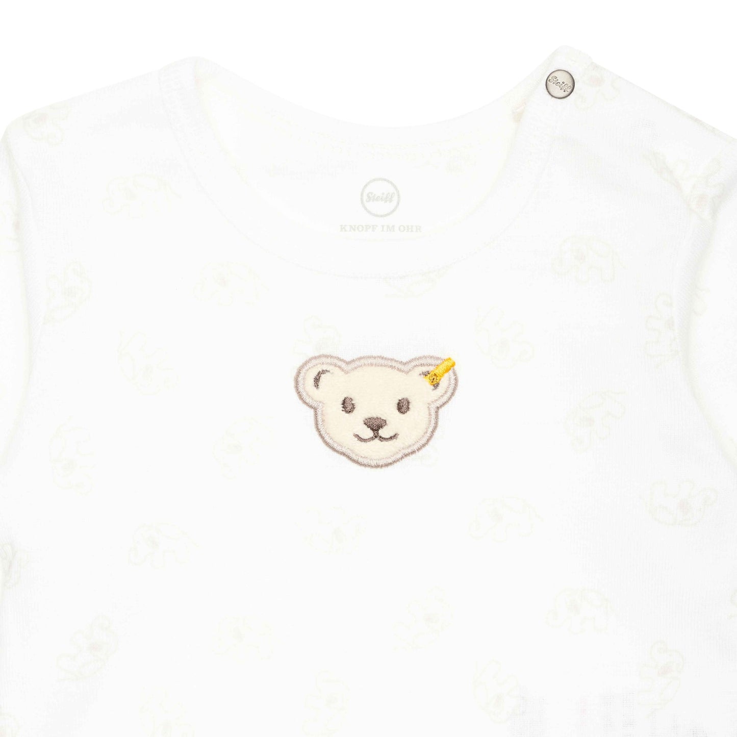 Baby Langarmbody von Steiff aus GOTS-zertifizierter Bio-Baumwolle – weich, bequem und pflegeleicht.