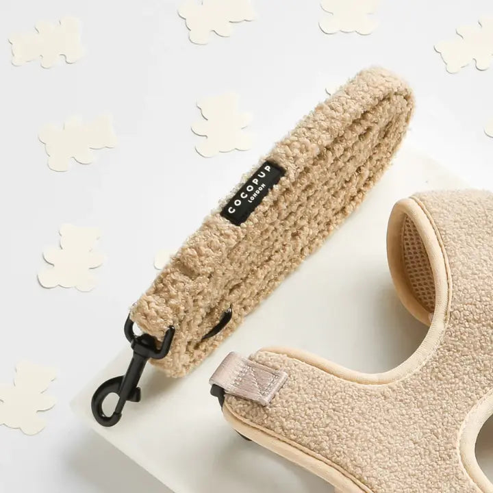 Flauschige Teddy Rupert Hundeleine mit weichem Griff in Beige