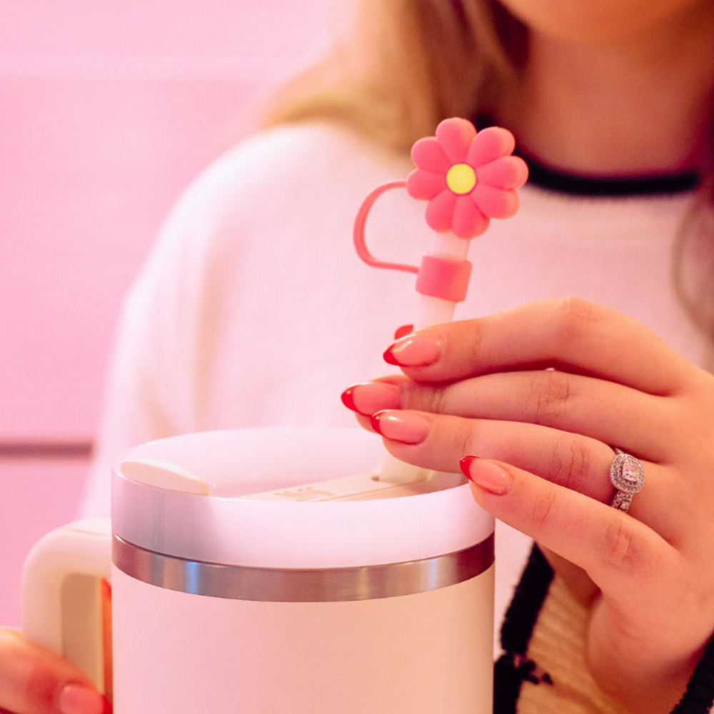 COCONUT LANE London - Strohhalmdeckel - Gänseblümchen Pink/Gelb - Elli by Lena & Lisa