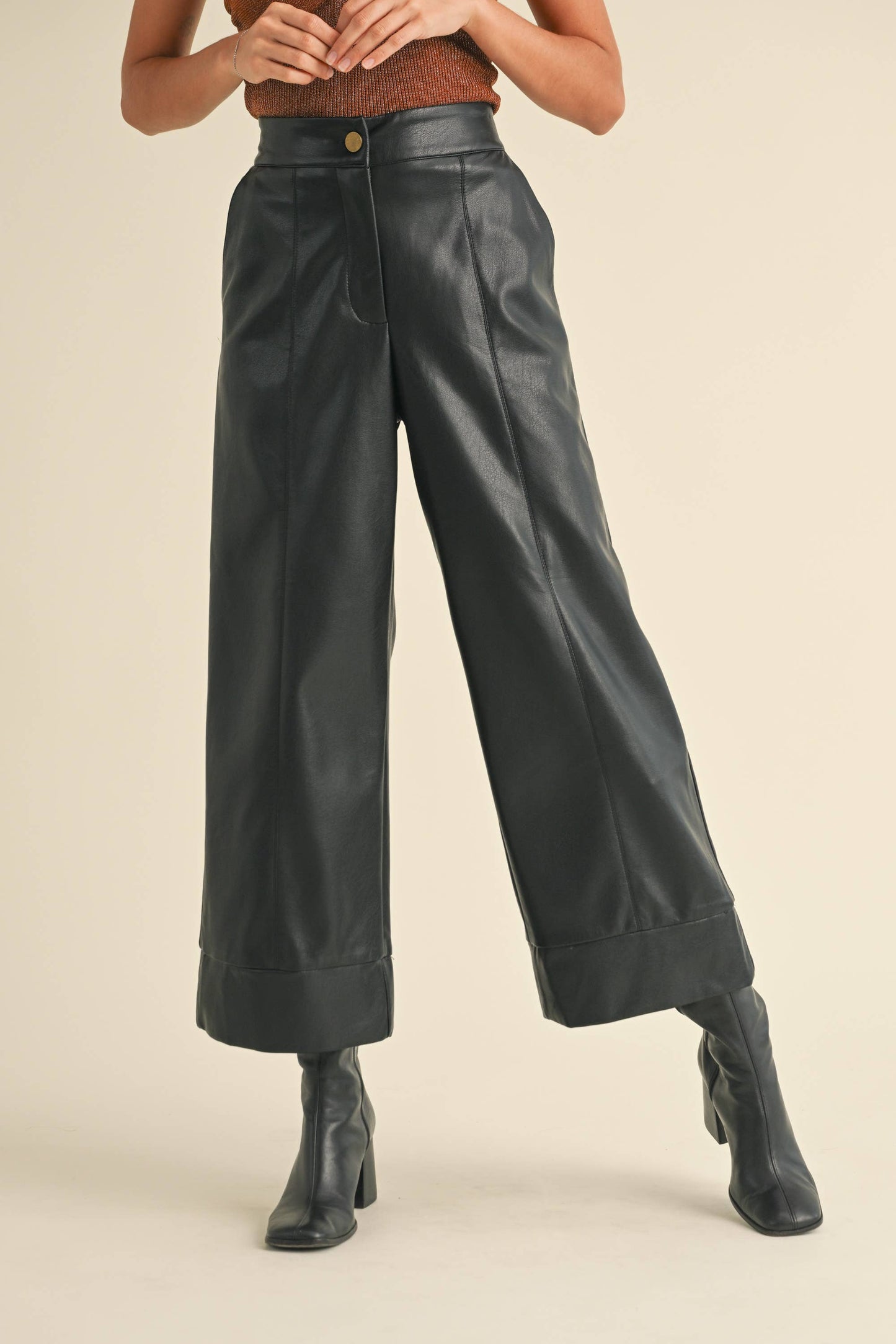 Vegane Leder Culotte in Schwarz