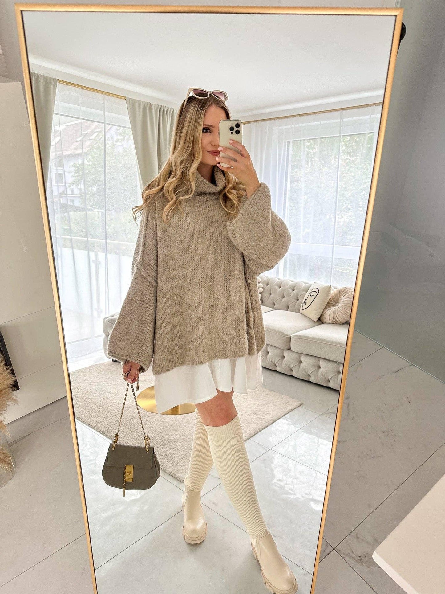 Mohair-Oversized-Strickpullover mit Rollkragen - Elli by Lena & Lisa